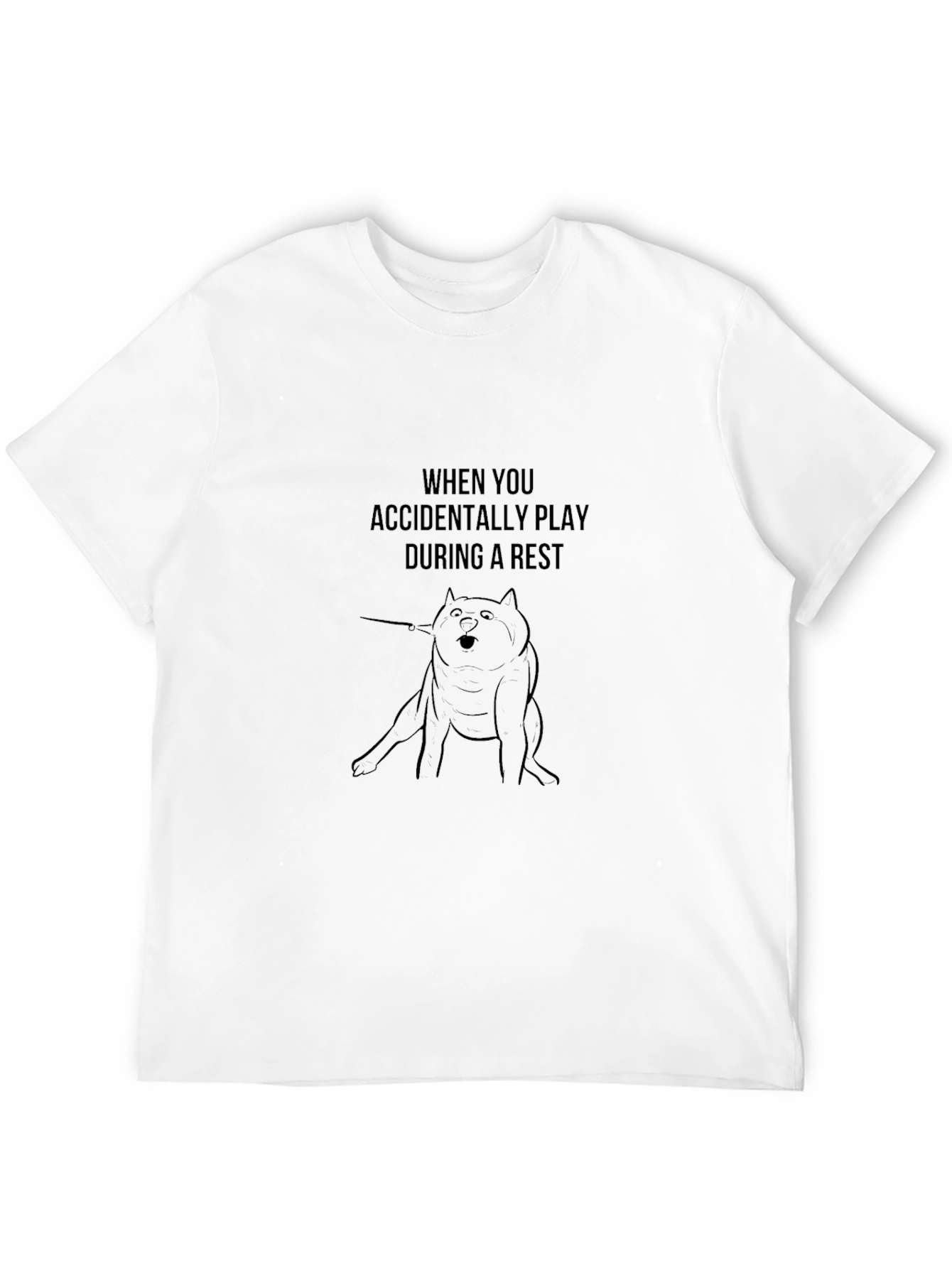 Funny Accidental Play Dog Graphic Black T-Shirt