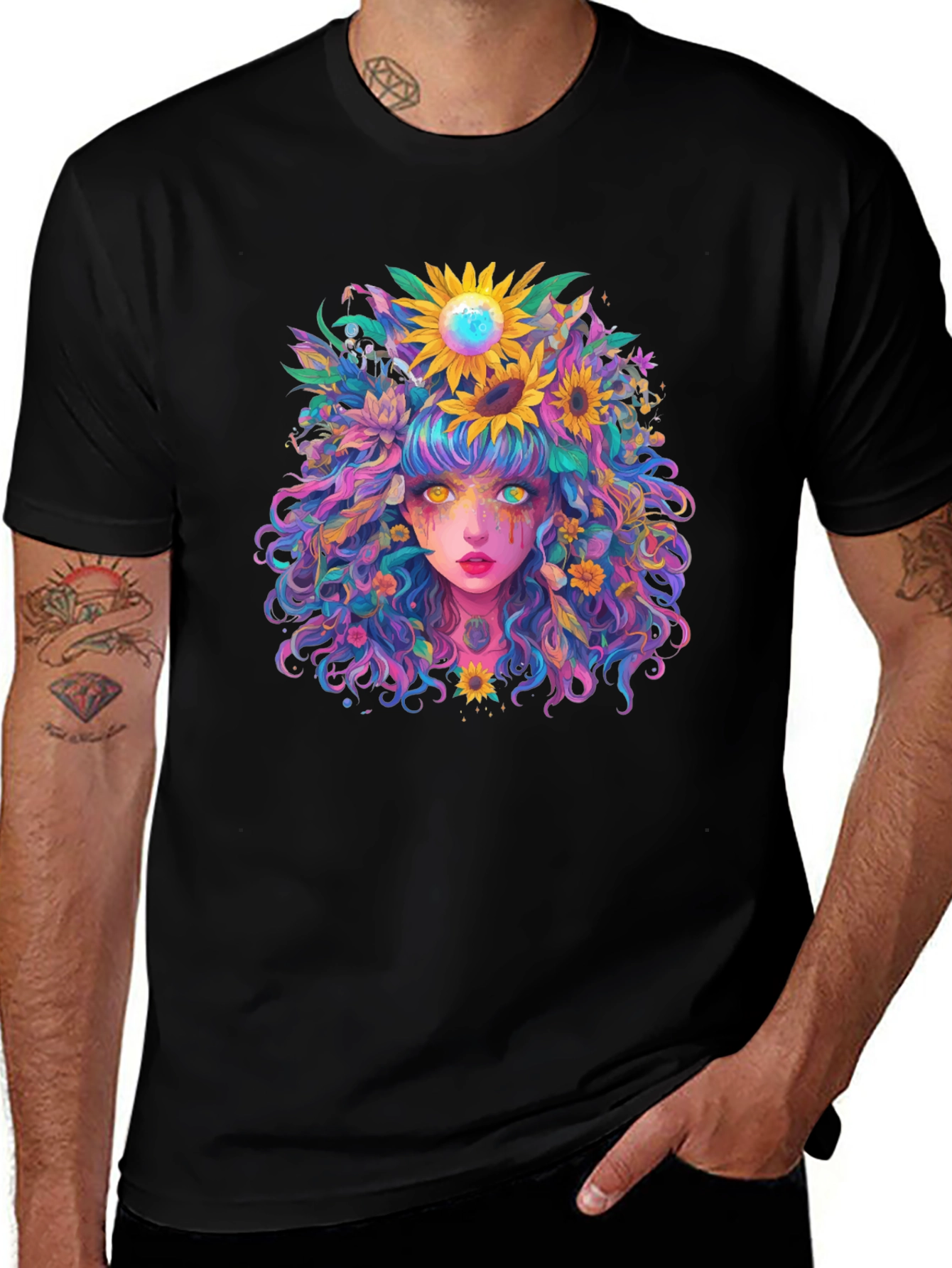Floral Fantasy Graphic Tee - Unique Art Shirt