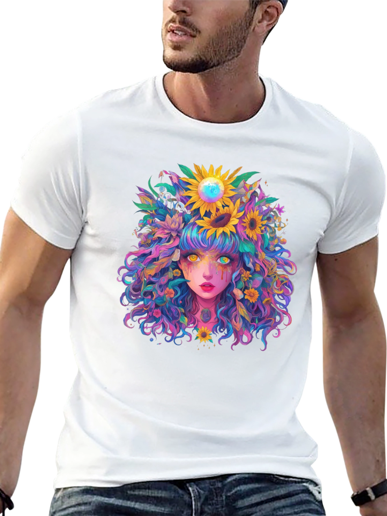 Floral Fantasy Graphic Tee - Unique Art Shirt