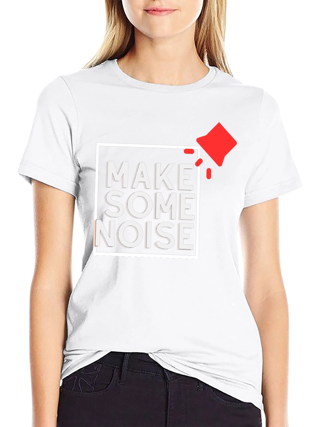 Make Some Noise Graphic Tee - Black Cotton T-Shirt