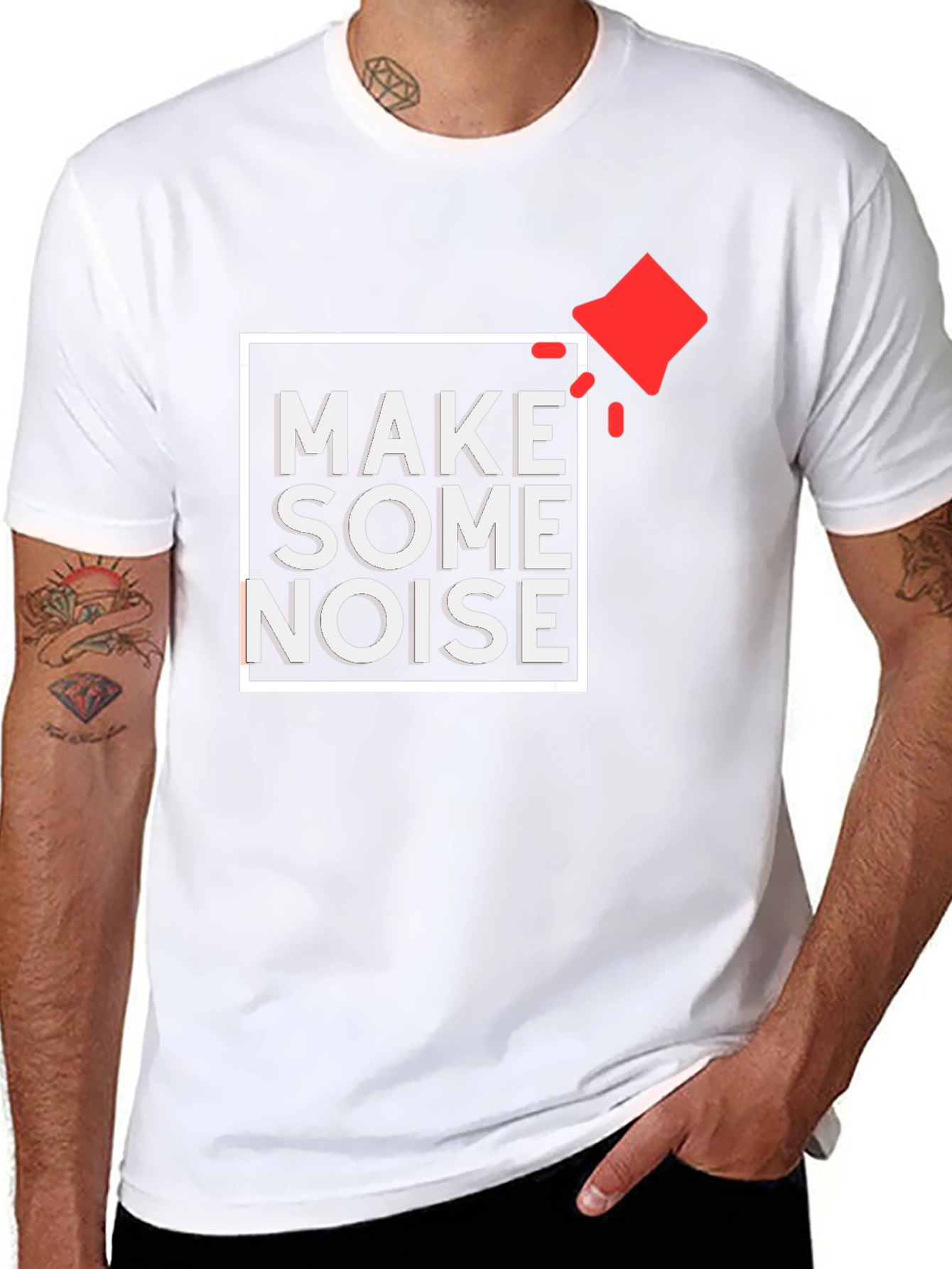 Make Some Noise Graphic Tee - Black Cotton T-Shirt