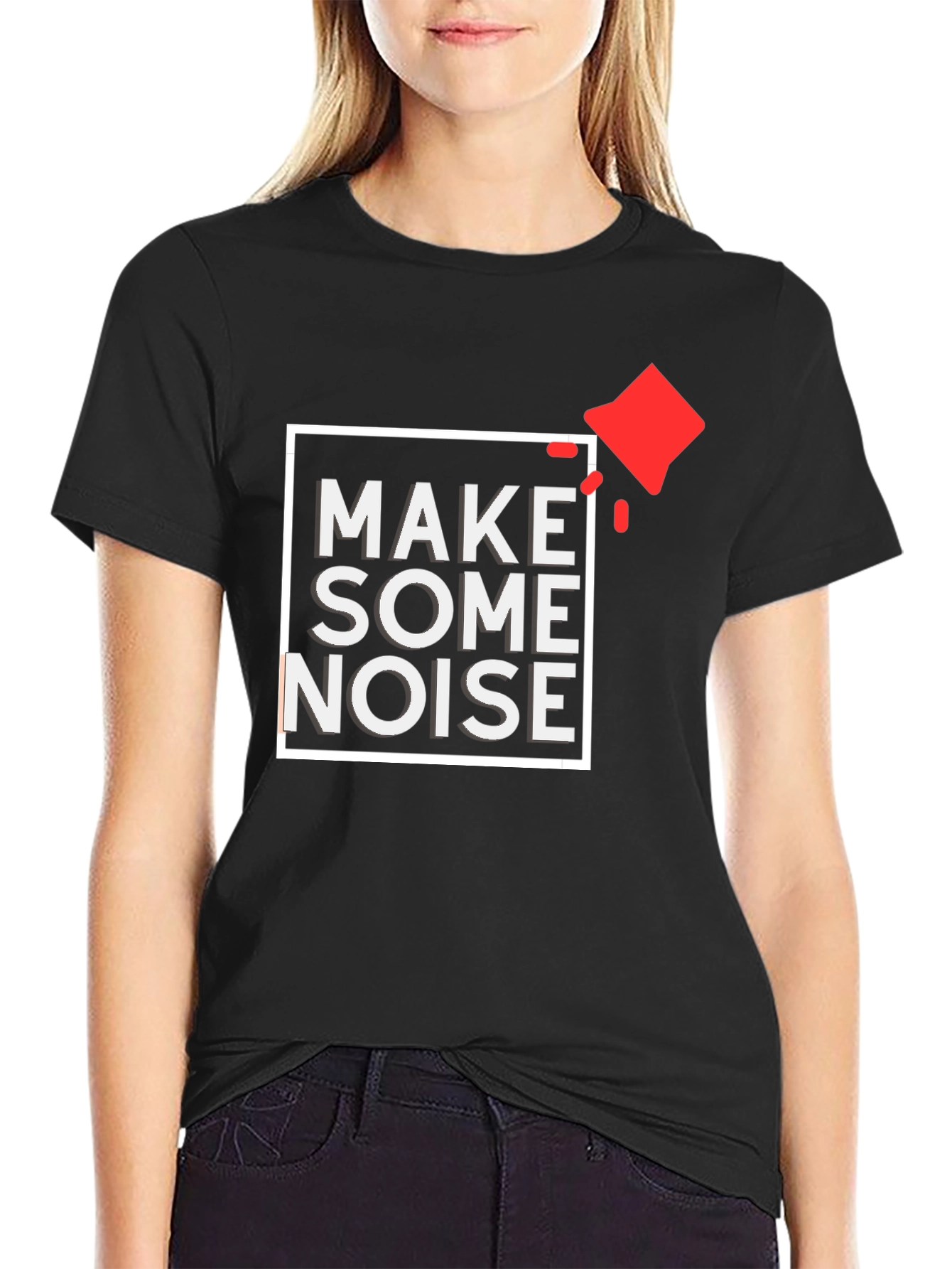 Make Some Noise Graphic Tee - Black Cotton T-Shirt
