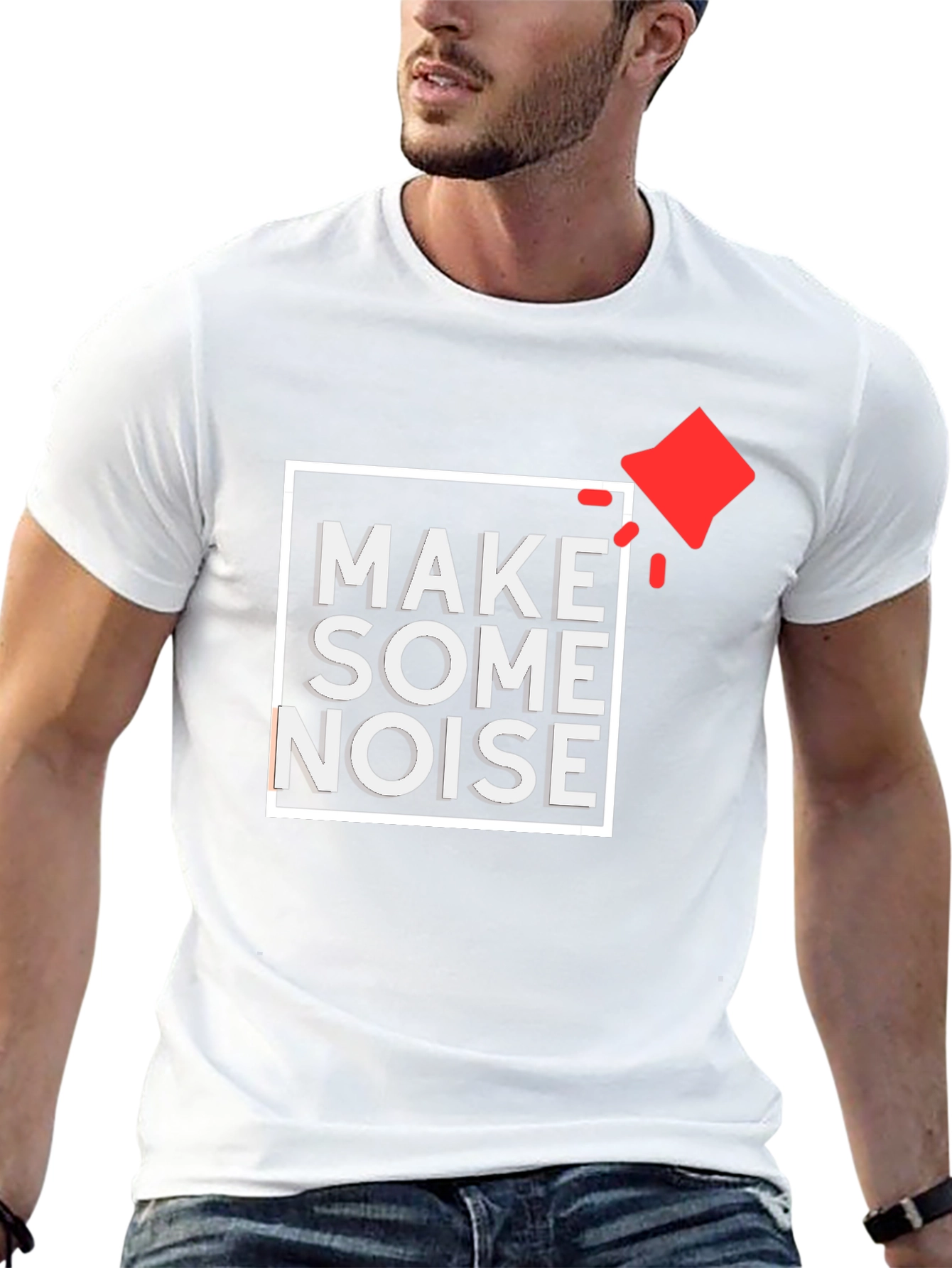 Make Some Noise Graphic Tee - Black Cotton T-Shirt
