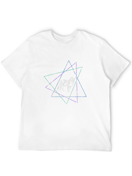 Geometric Wolf Graphic Black Tee