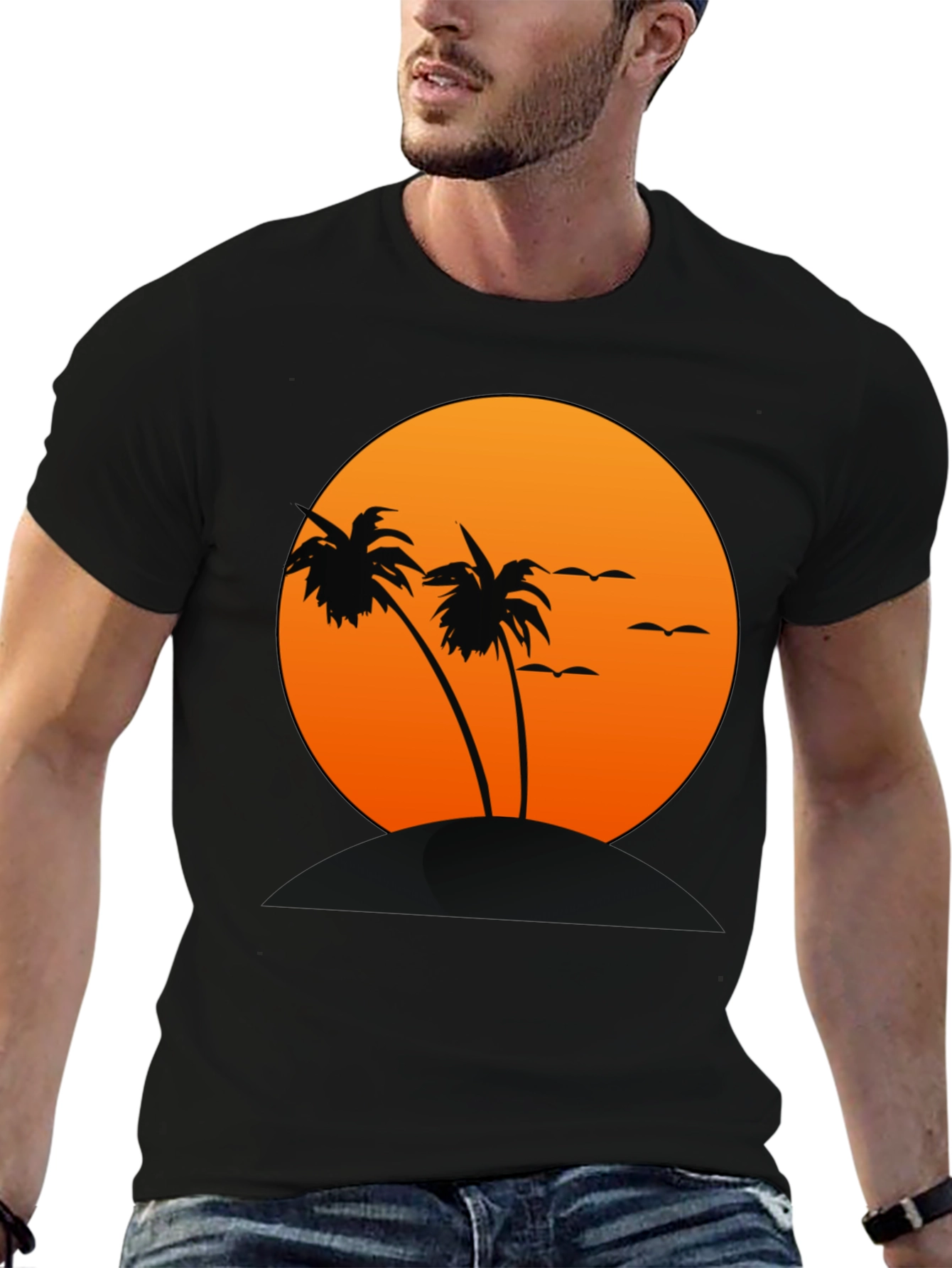 Sunset Palm Tree Graphic T-Shirt