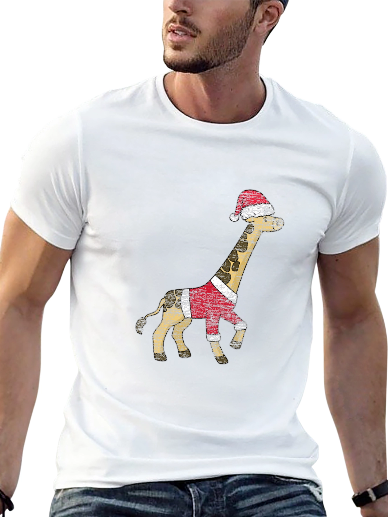 Festive Giraffe T-Shirt - Holiday Style