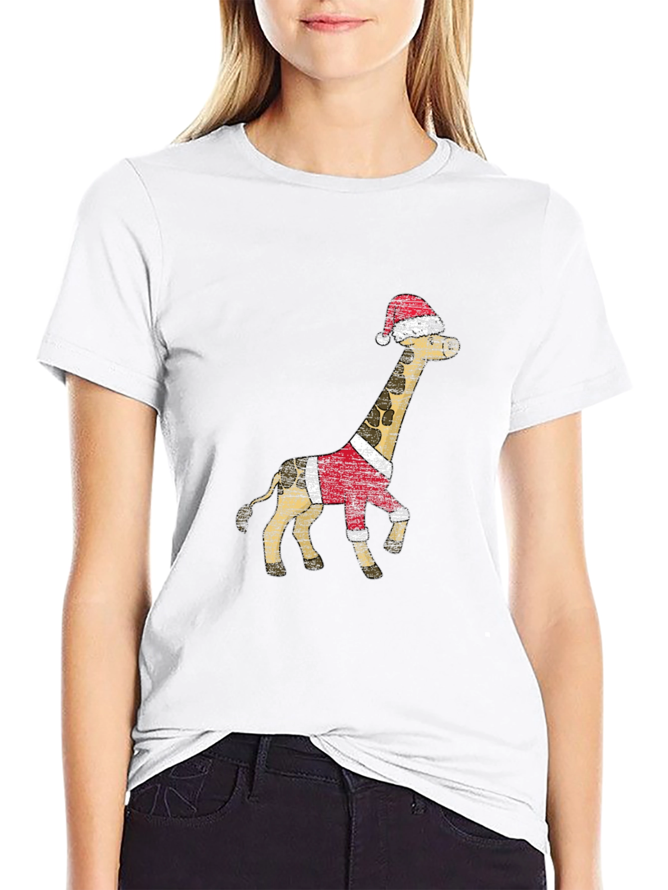 Festive Giraffe T-Shirt - Holiday Style