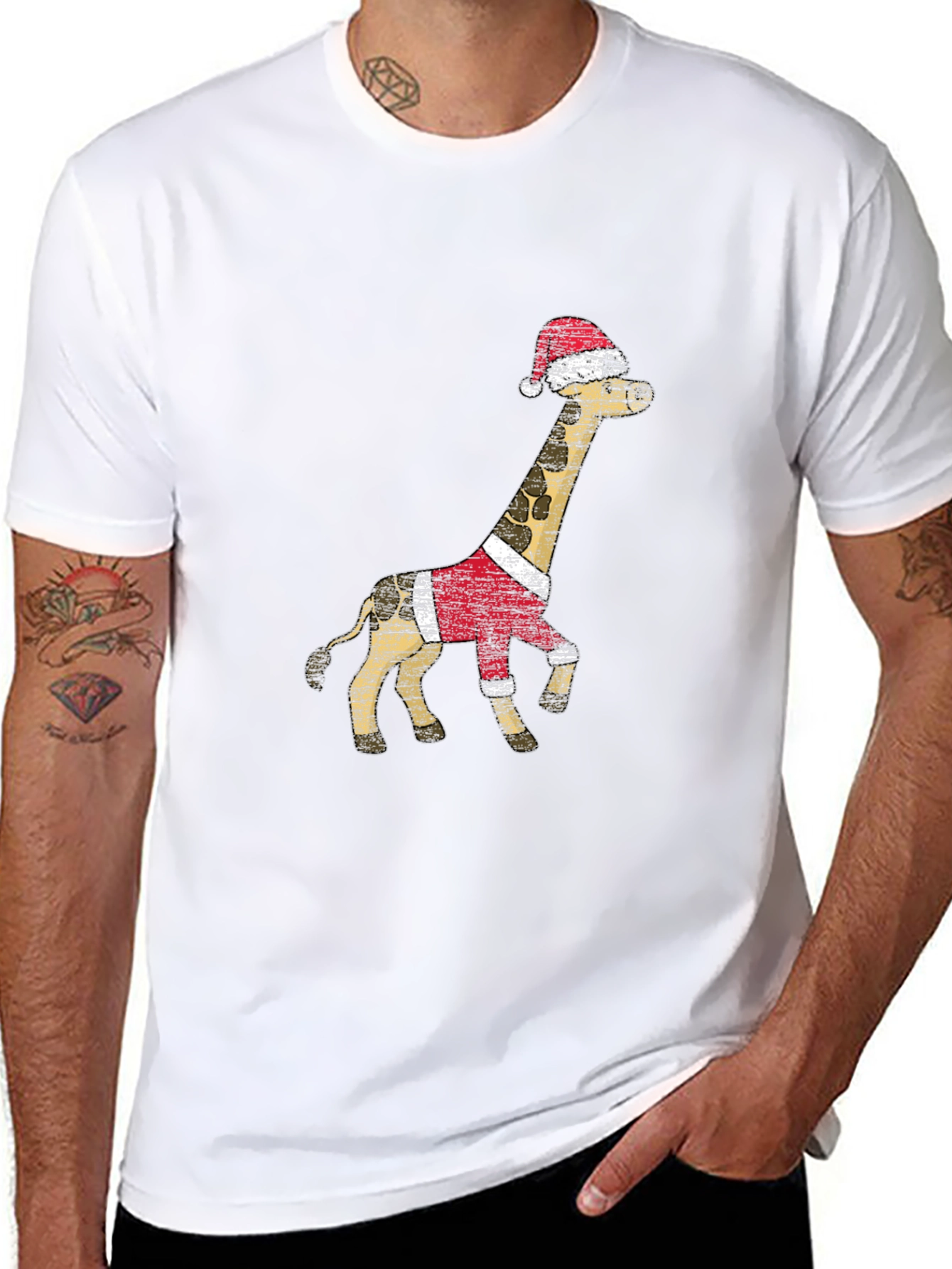 Festive Giraffe T-Shirt - Holiday Style