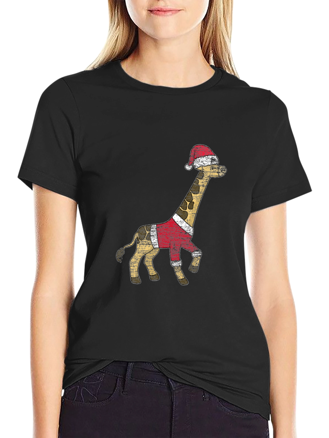 Festive Giraffe T-Shirt - Holiday Style