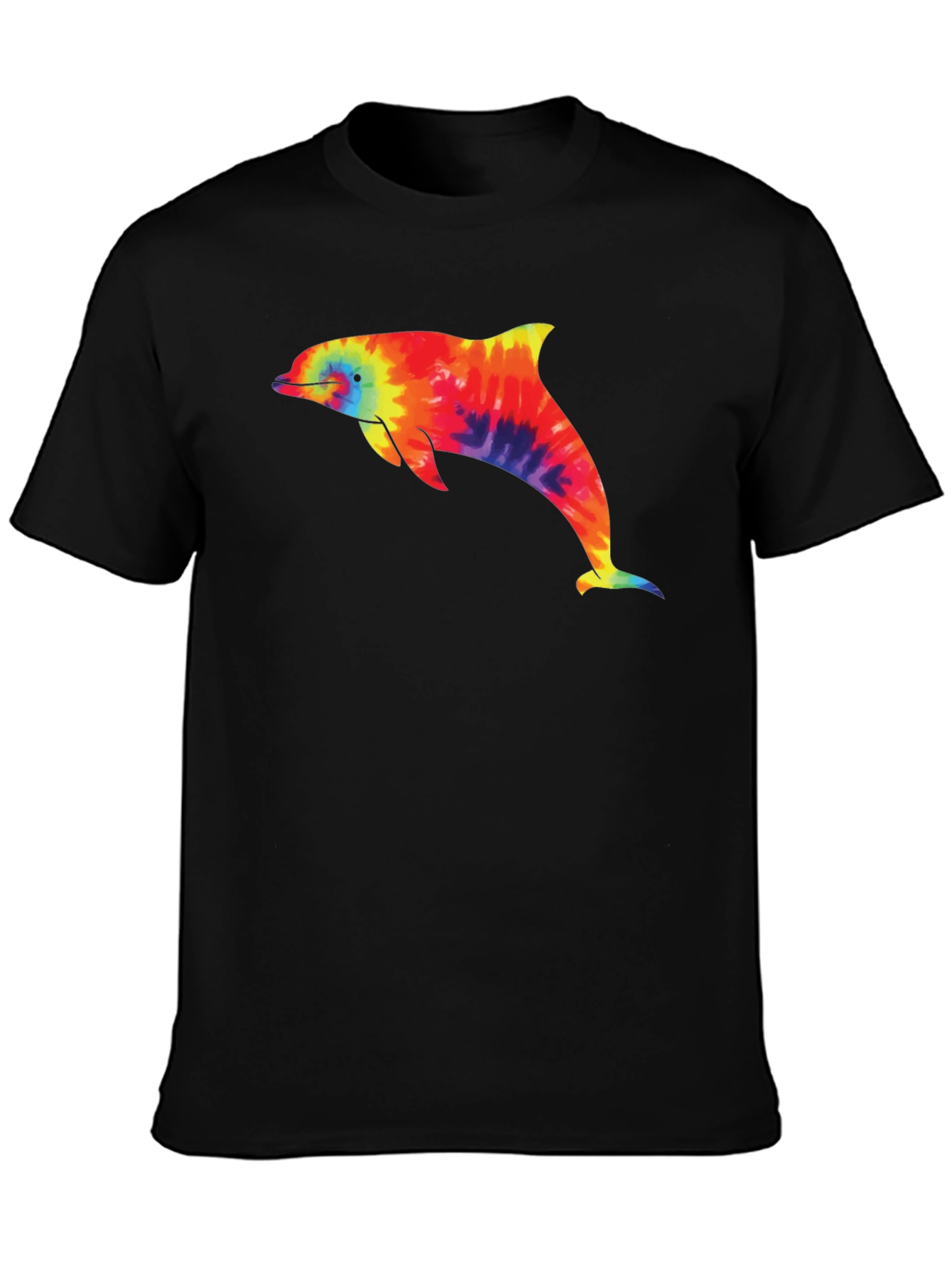 Tie-Dye Dolphin Graphic Black T-Shirt