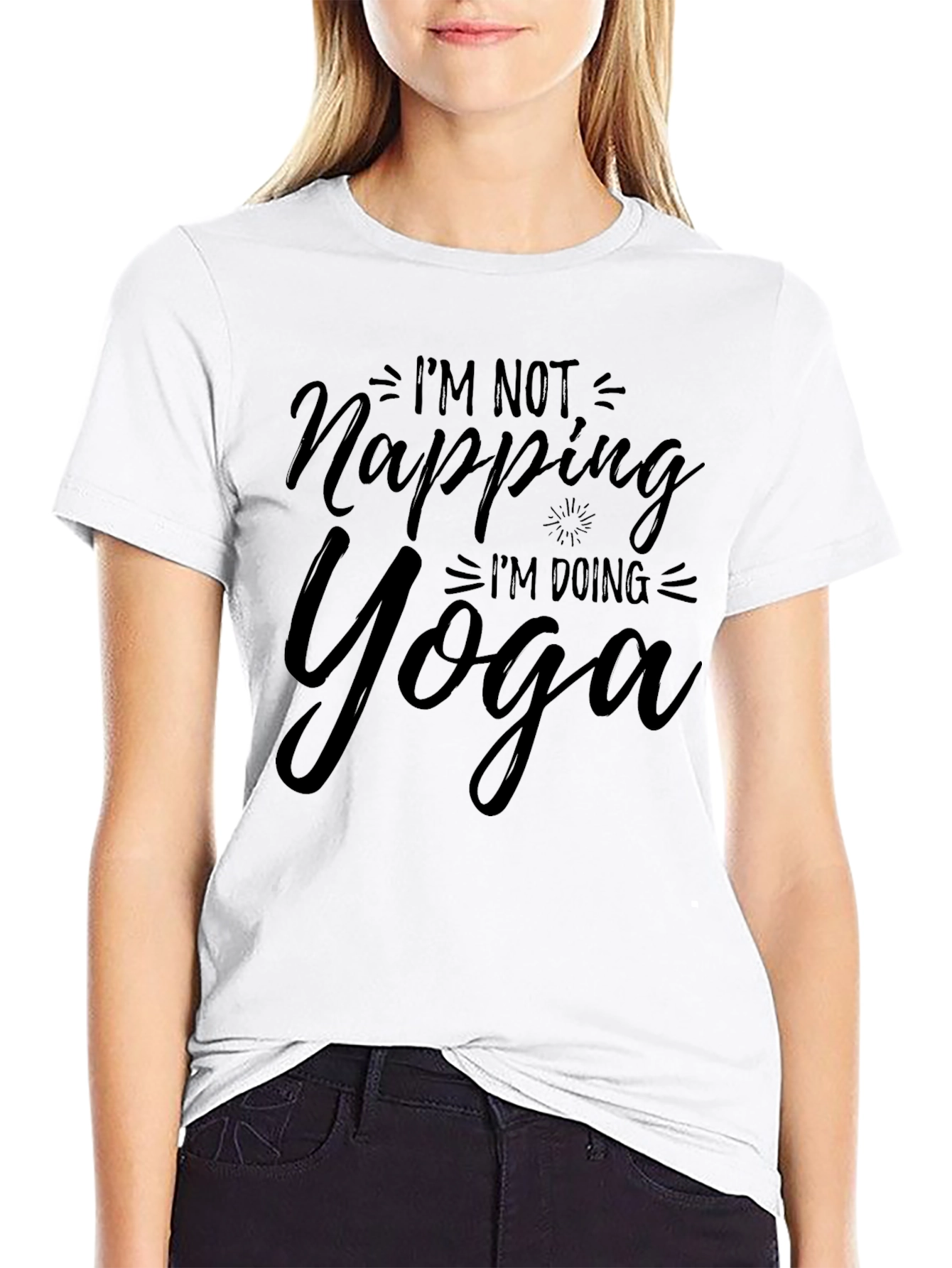 Im Not Napping Im Doing Yoga Black T-Shirt