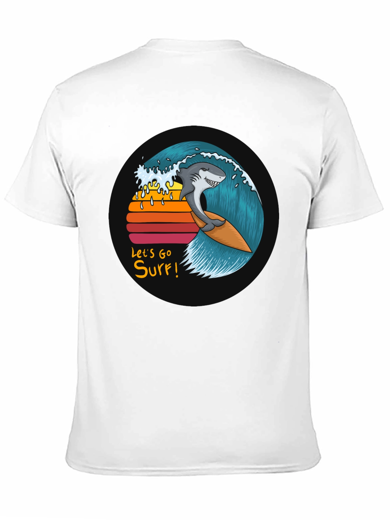 Shark Surfing Wave Graphic Tee - Lets Go Surf!