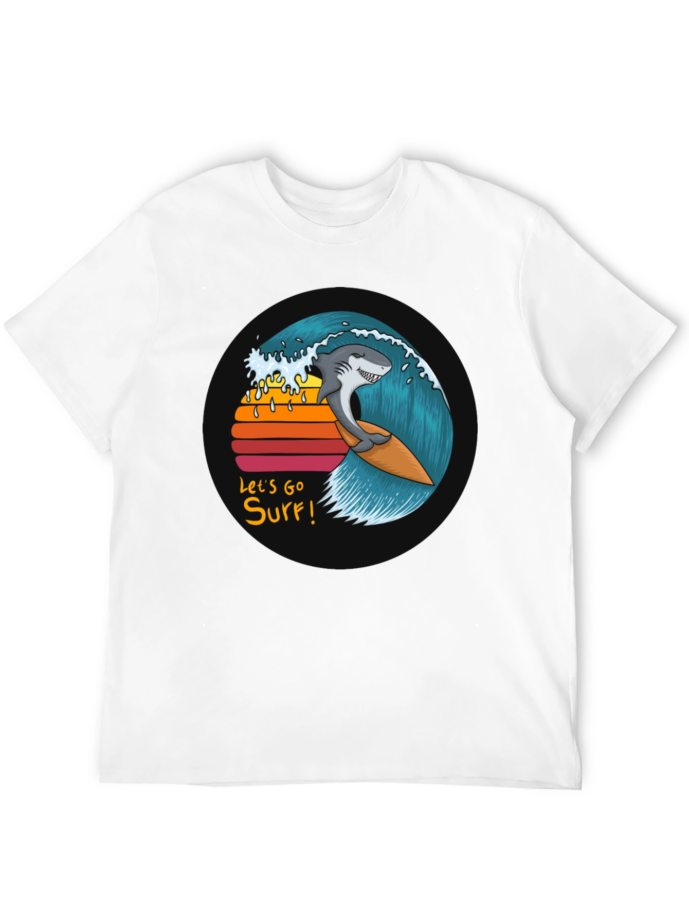 Shark Surfing Wave Graphic Tee - Lets Go Surf!