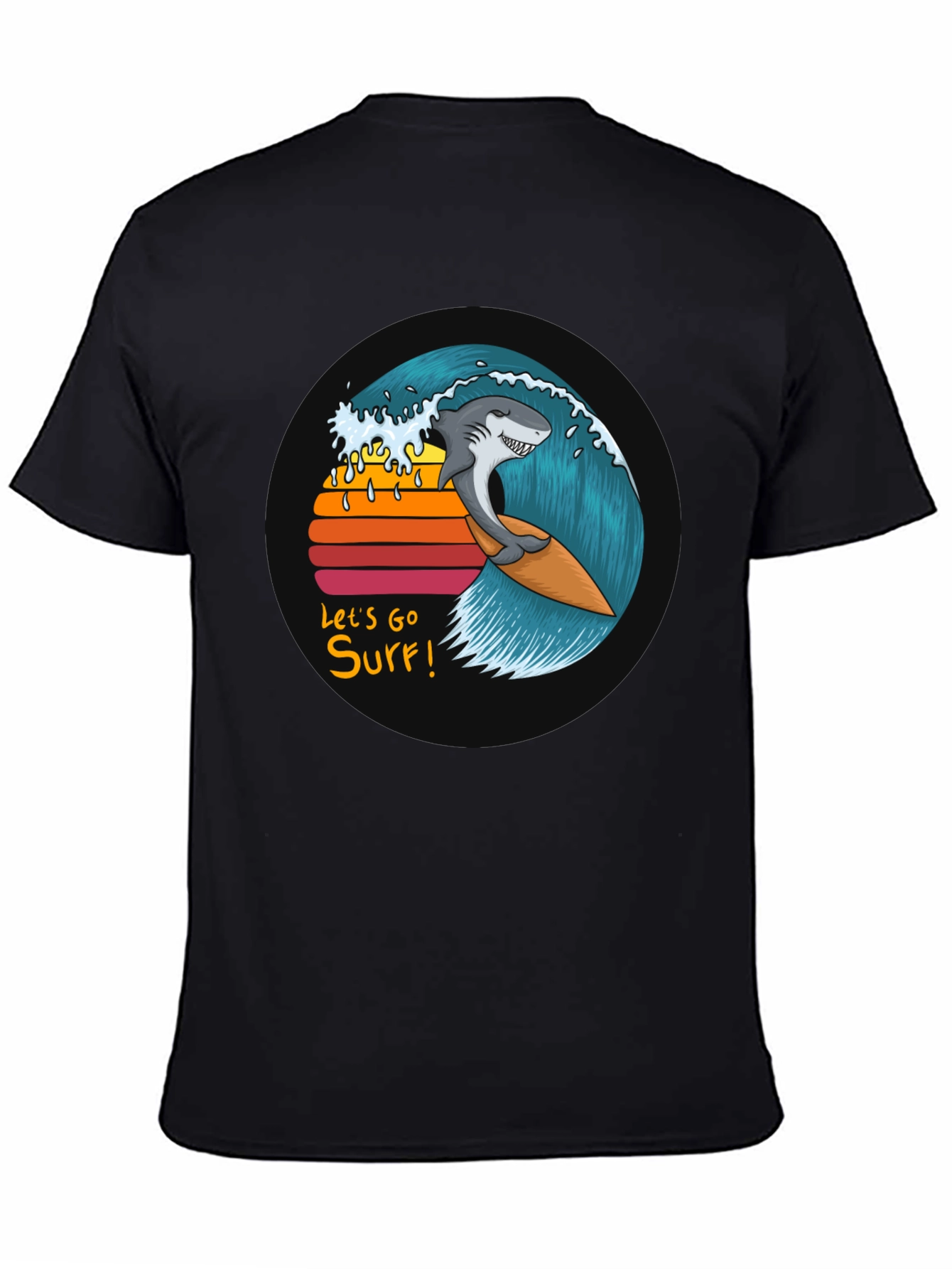 Shark Surfing Wave Graphic Tee - Lets Go Surf!