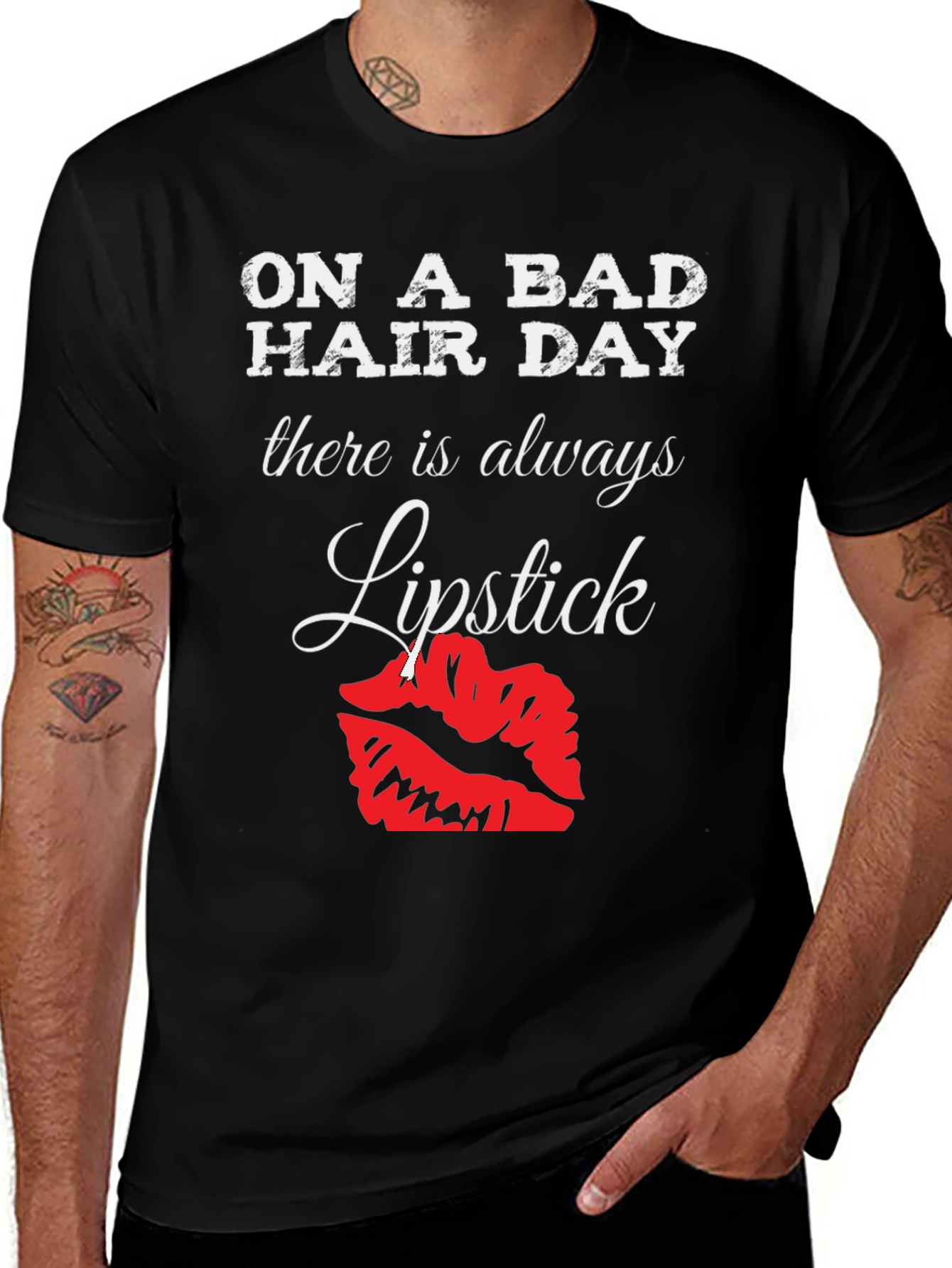 Bad Hair Day Lipstick Graphic T-Shirt