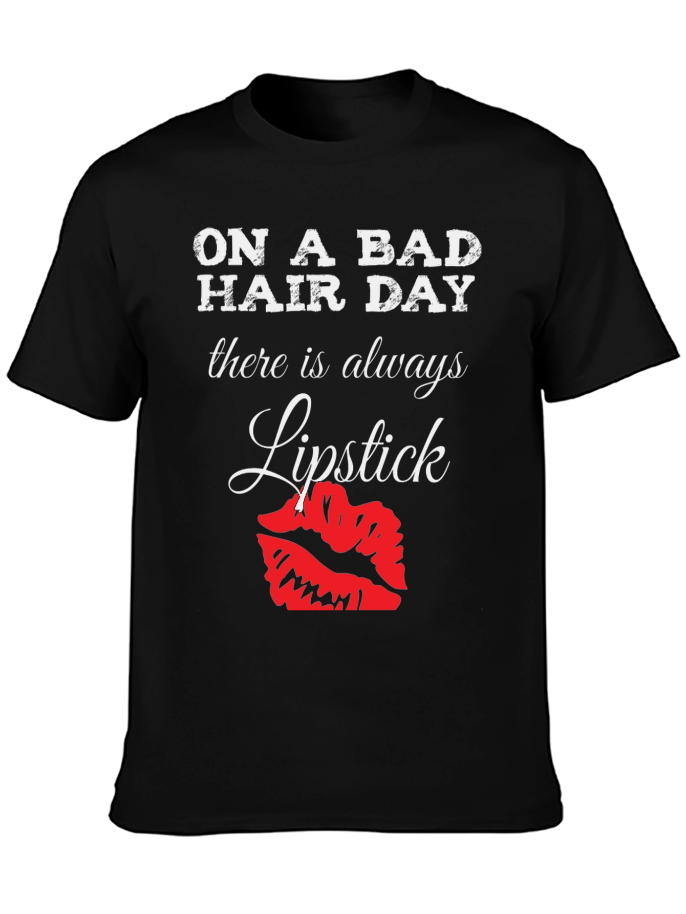 Bad Hair Day Lipstick Graphic T-Shirt