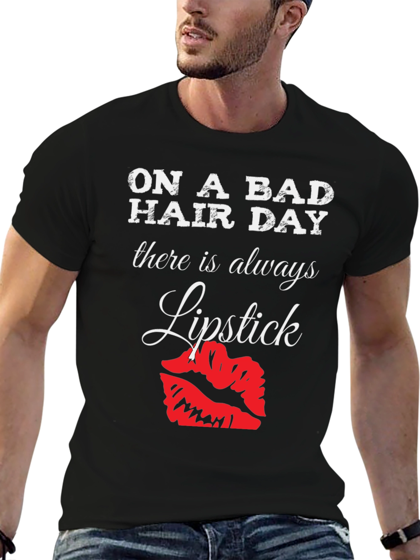 Bad Hair Day Lipstick Graphic T-Shirt