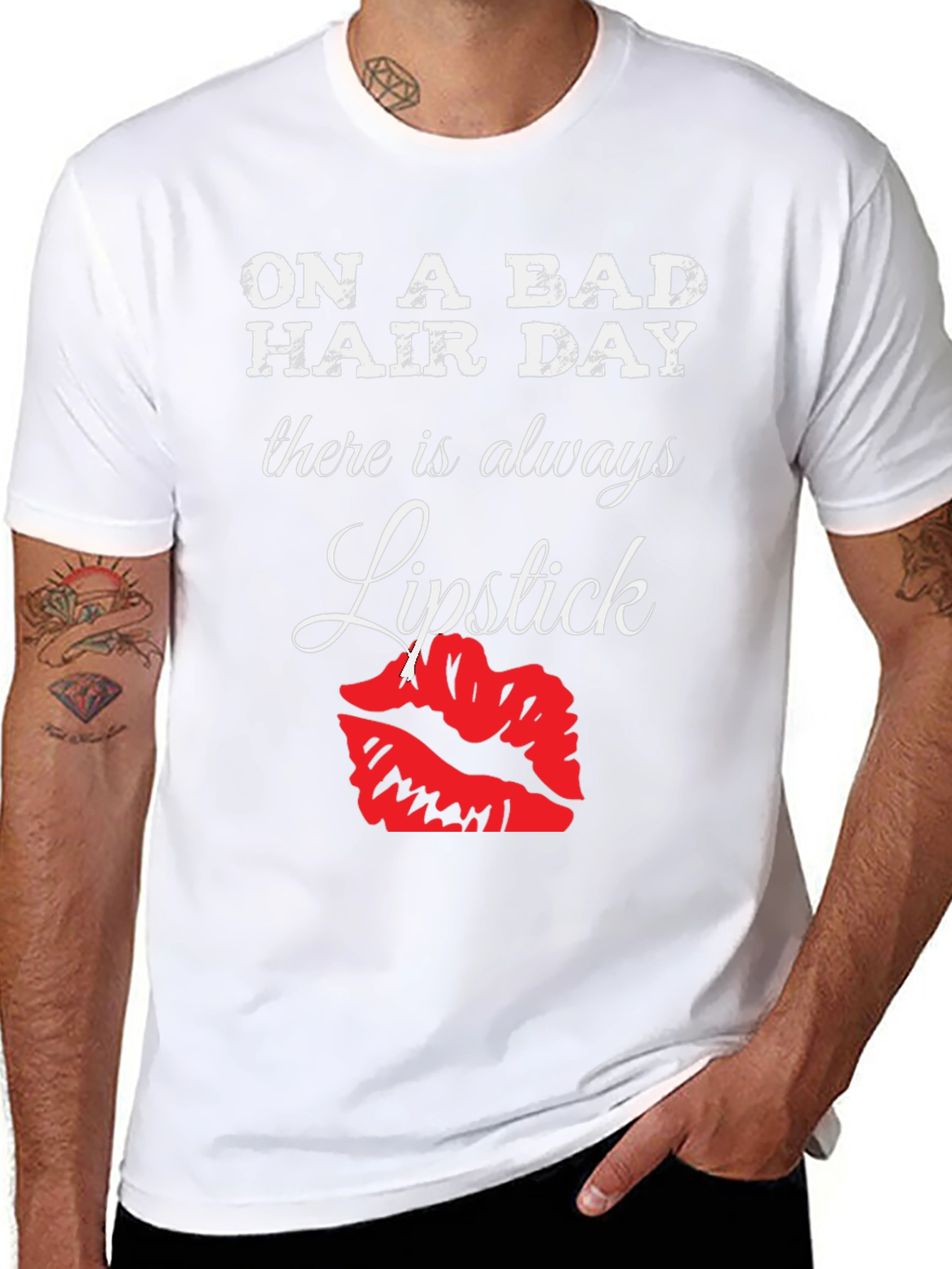 Bad Hair Day Lipstick Graphic T-Shirt
