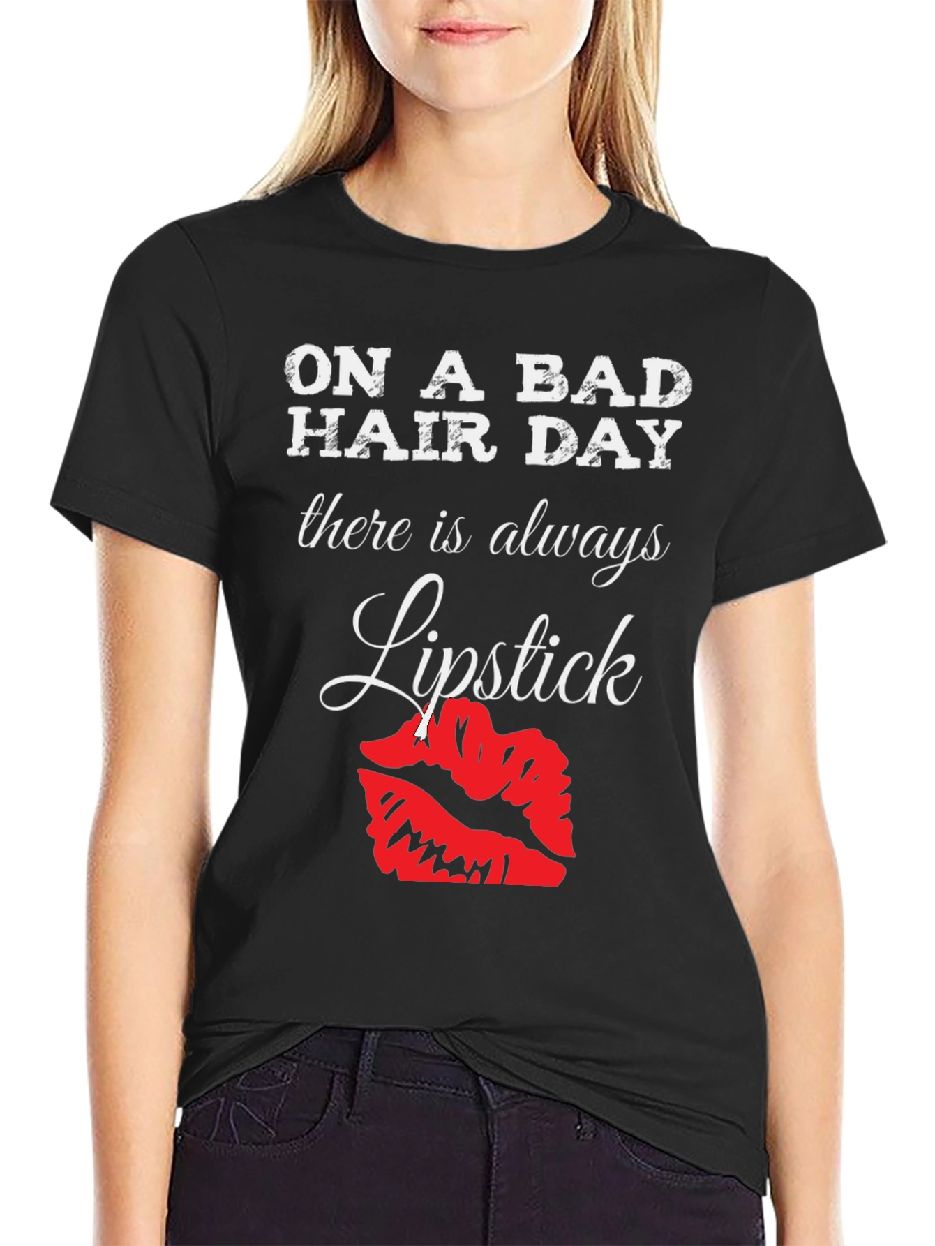 Bad Hair Day Lipstick Graphic T-Shirt