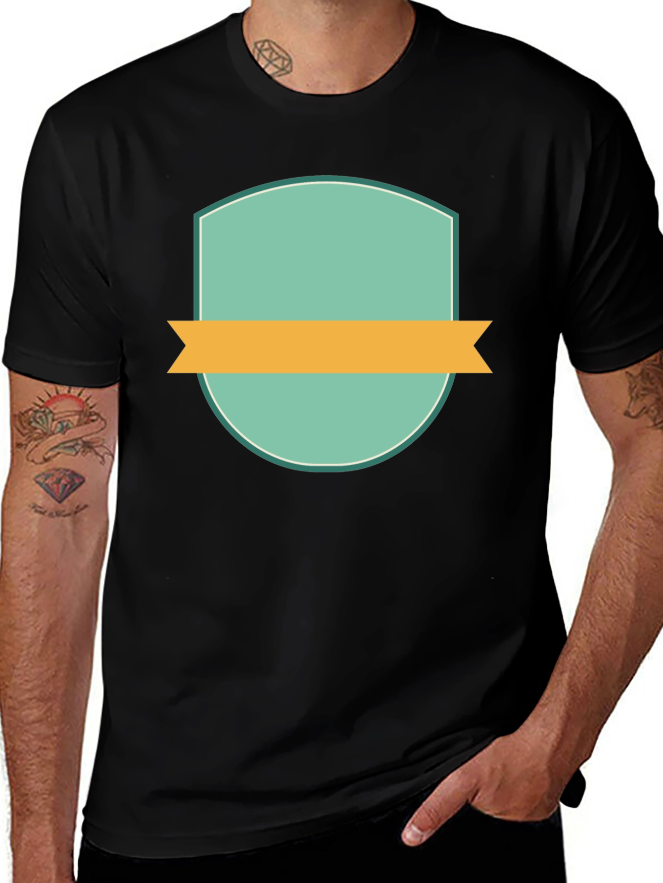 Modern Badge Graphic Black T-Shirt