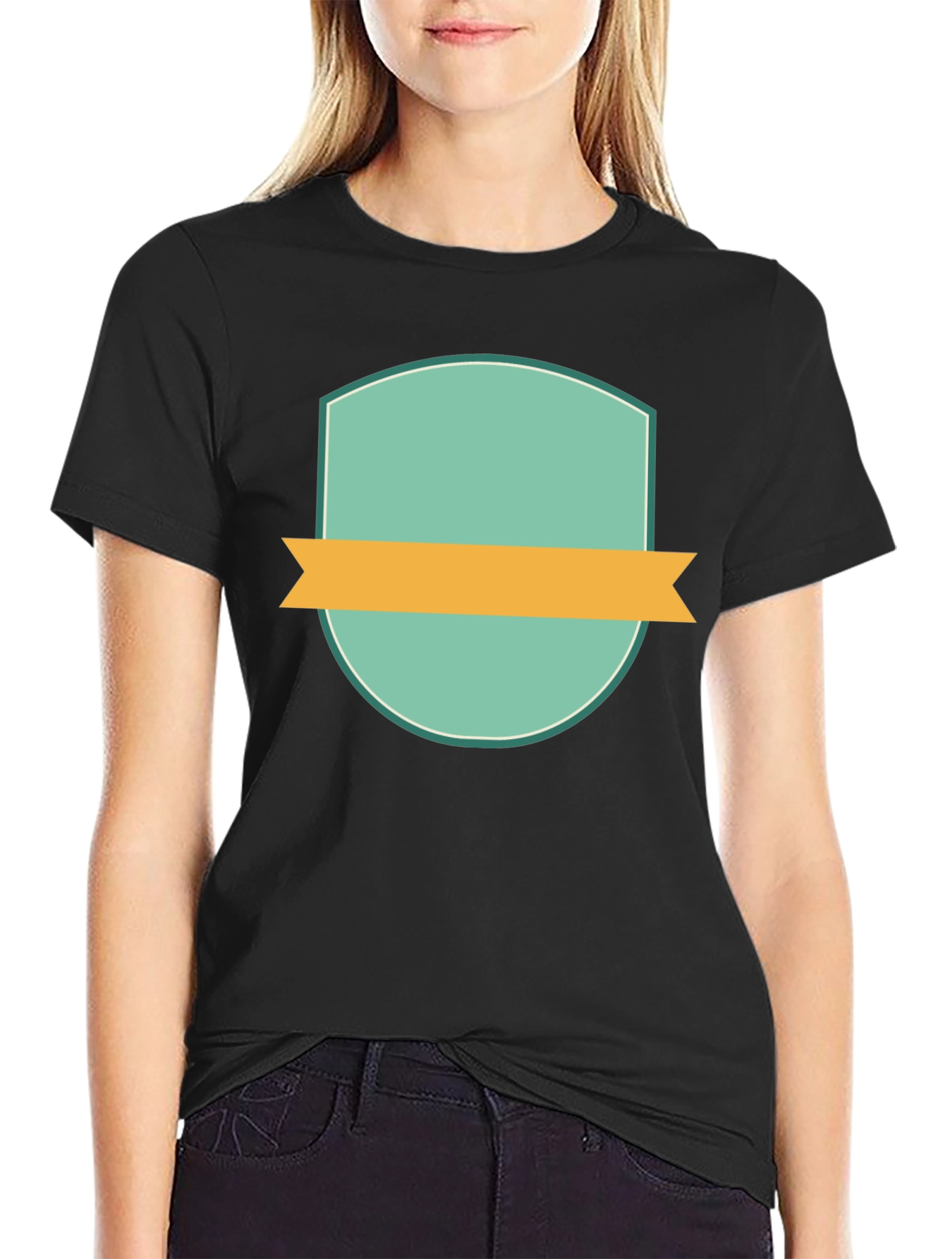 Modern Badge Graphic Black T-Shirt