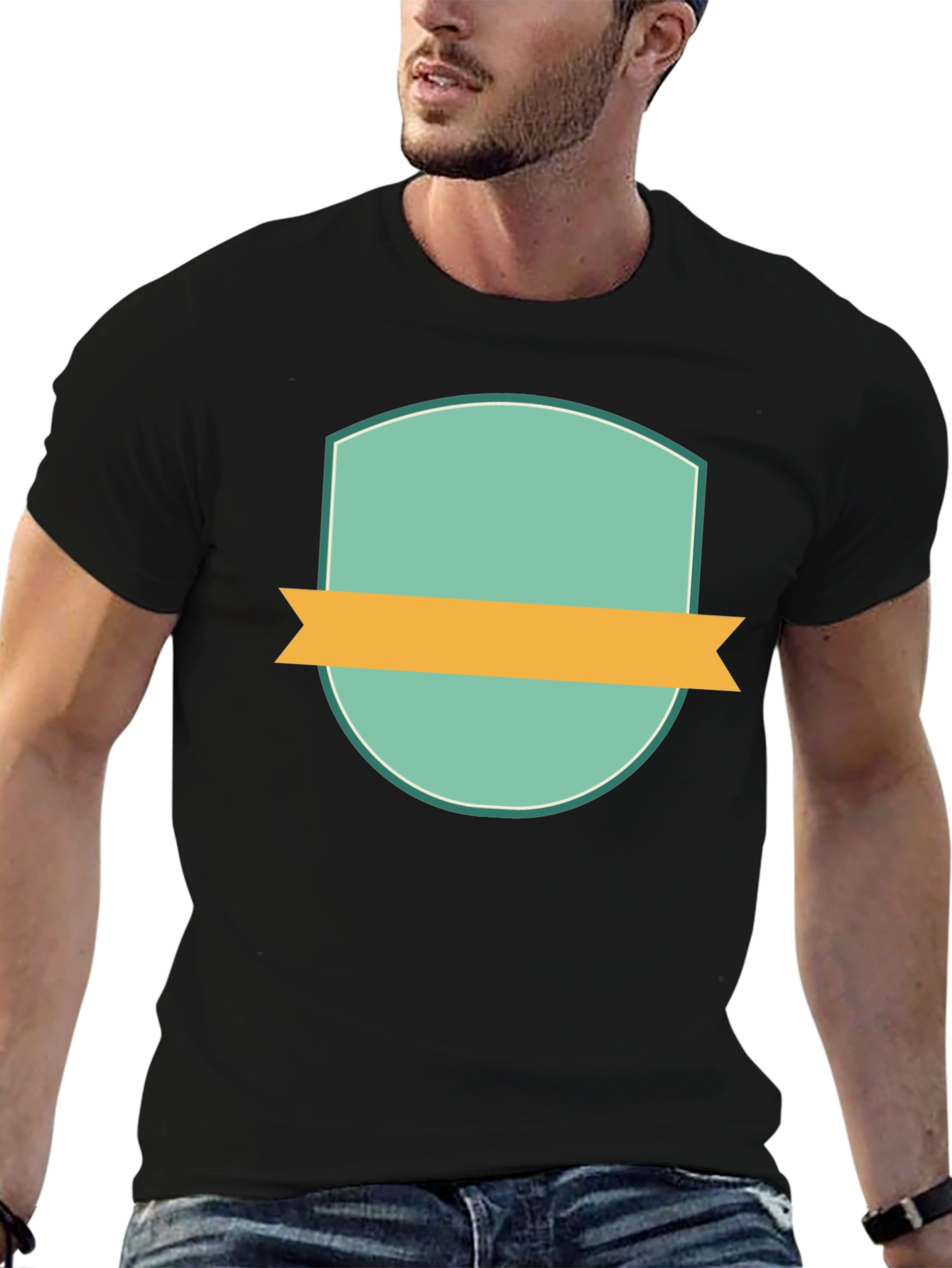Modern Badge Graphic Black T-Shirt