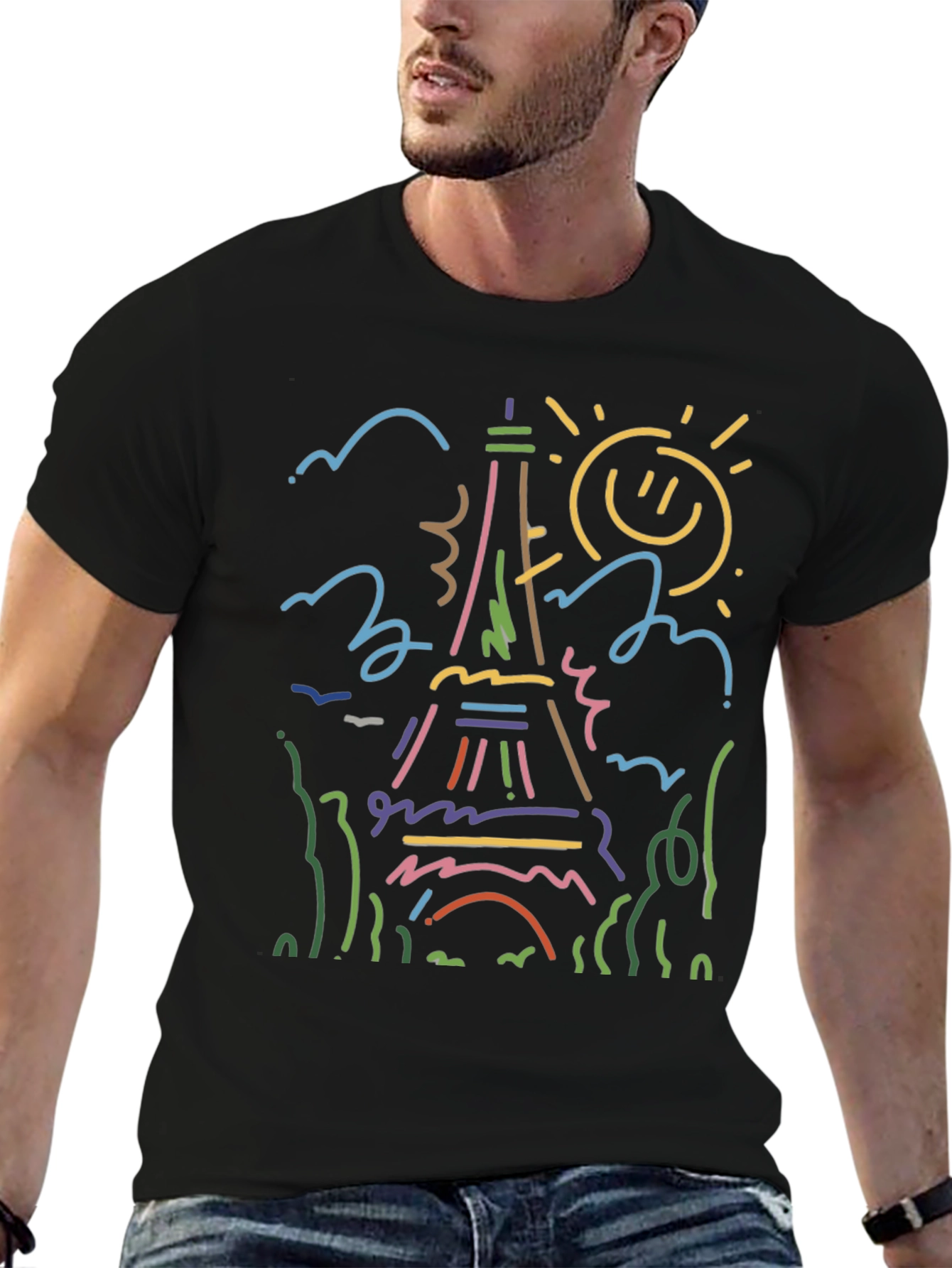 Paris Eiffel Tower Graphic Tee - Black