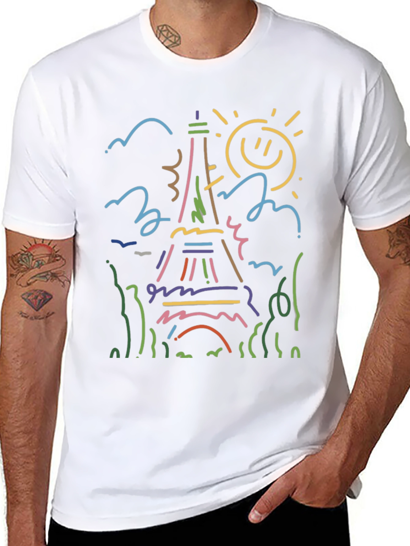 Paris Eiffel Tower Graphic Tee - Black