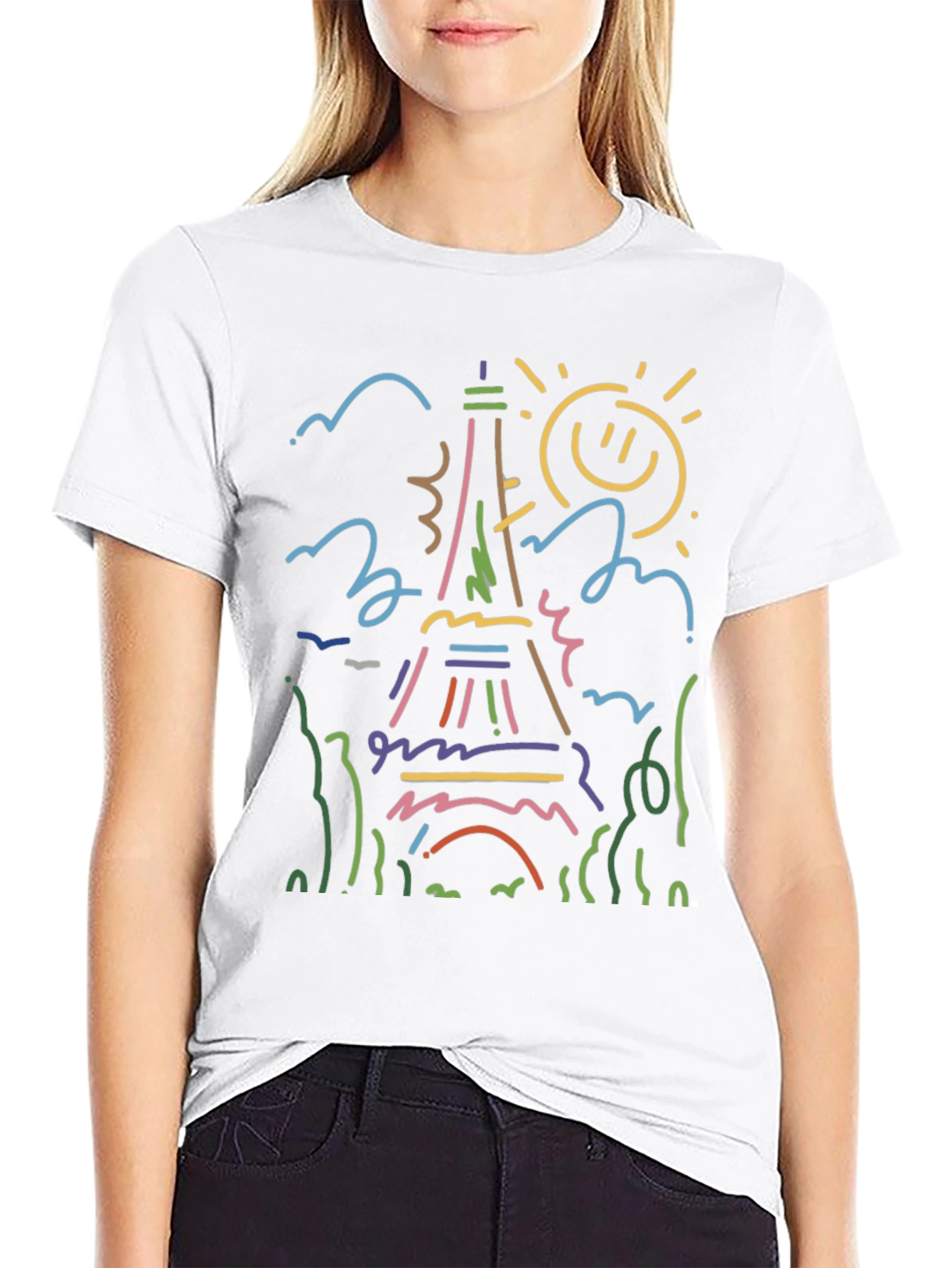 Paris Eiffel Tower Graphic Tee - Black