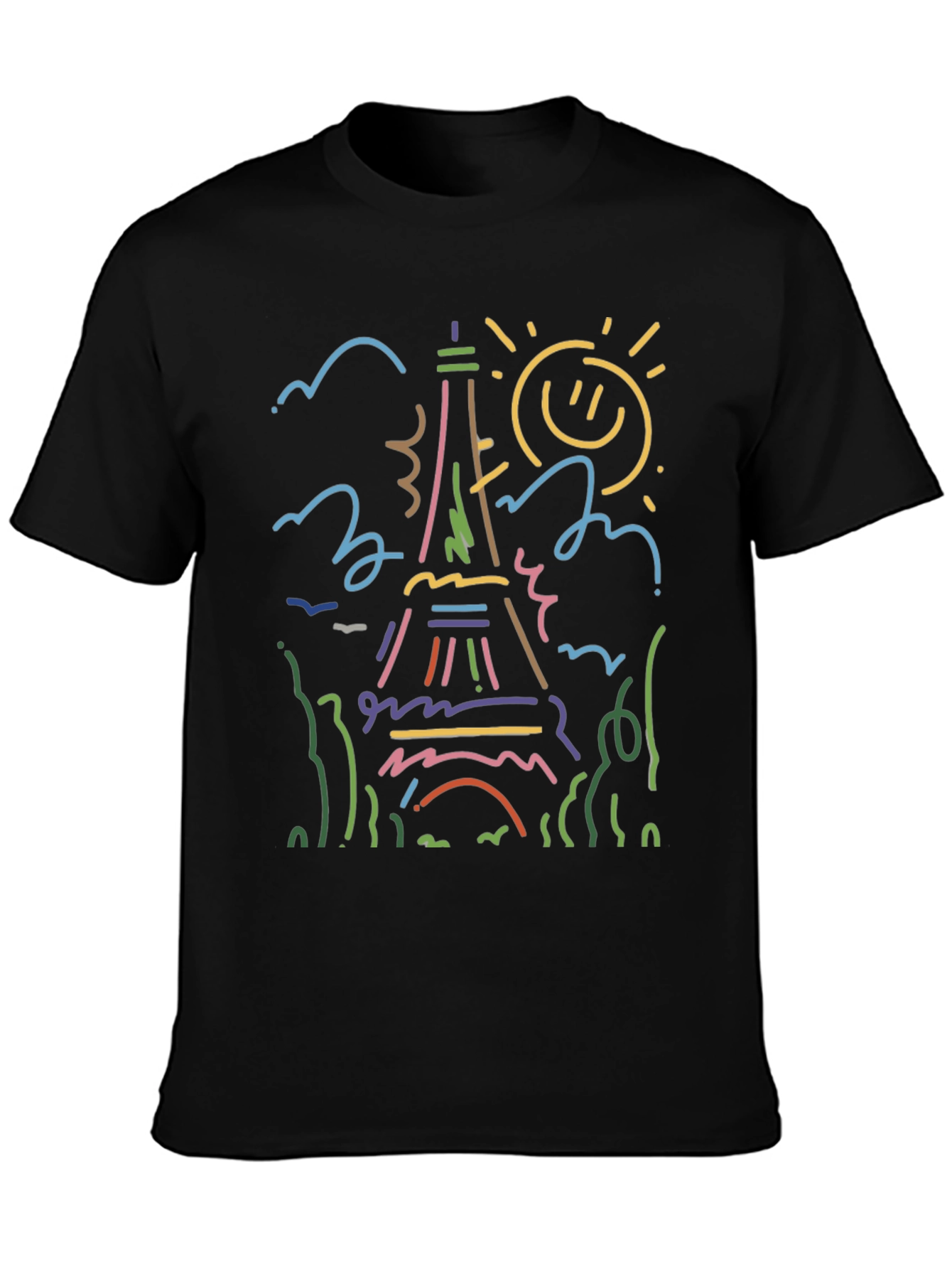 Paris Eiffel Tower Graphic Tee - Black