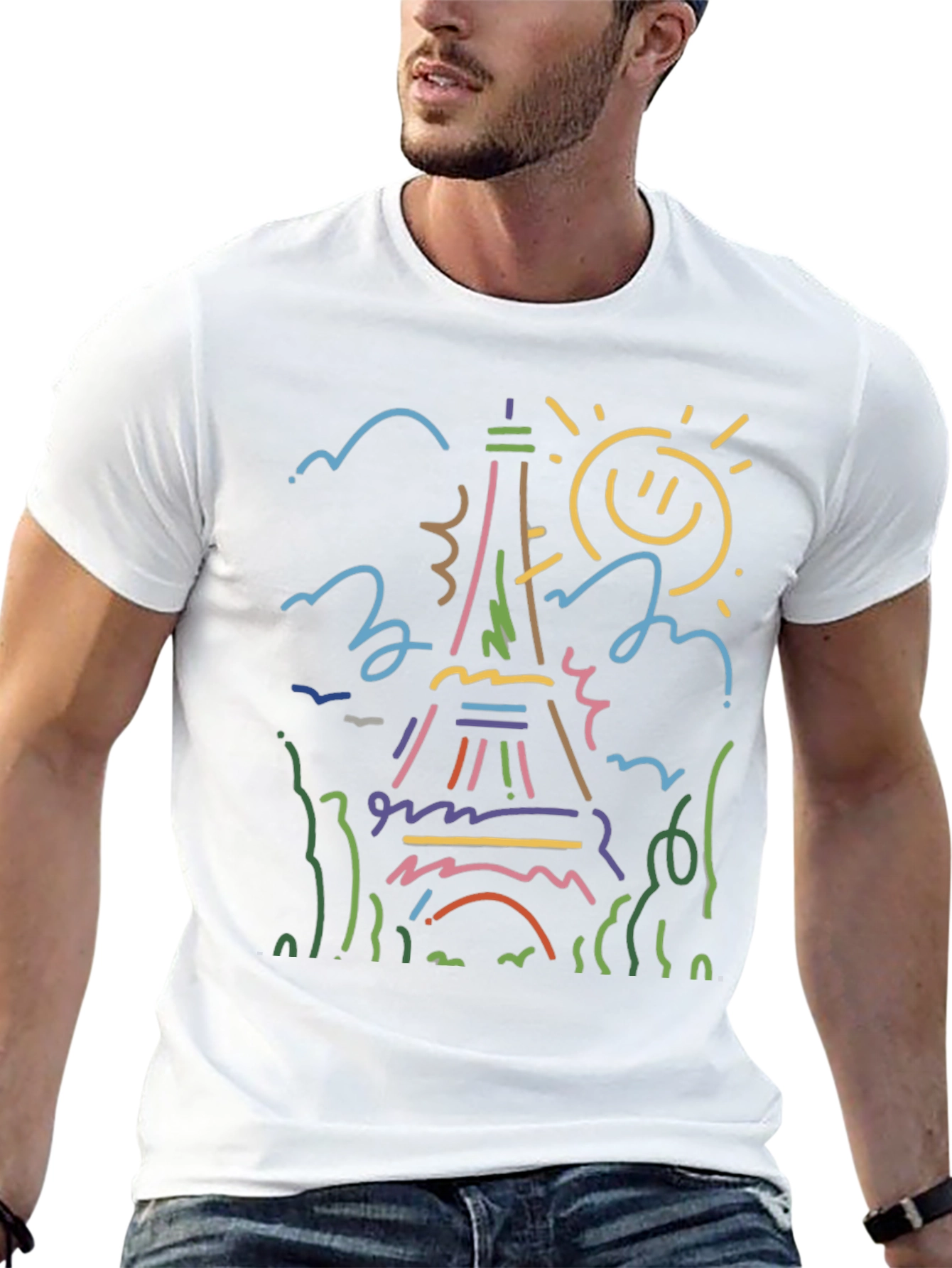 Paris Eiffel Tower Graphic Tee - Black