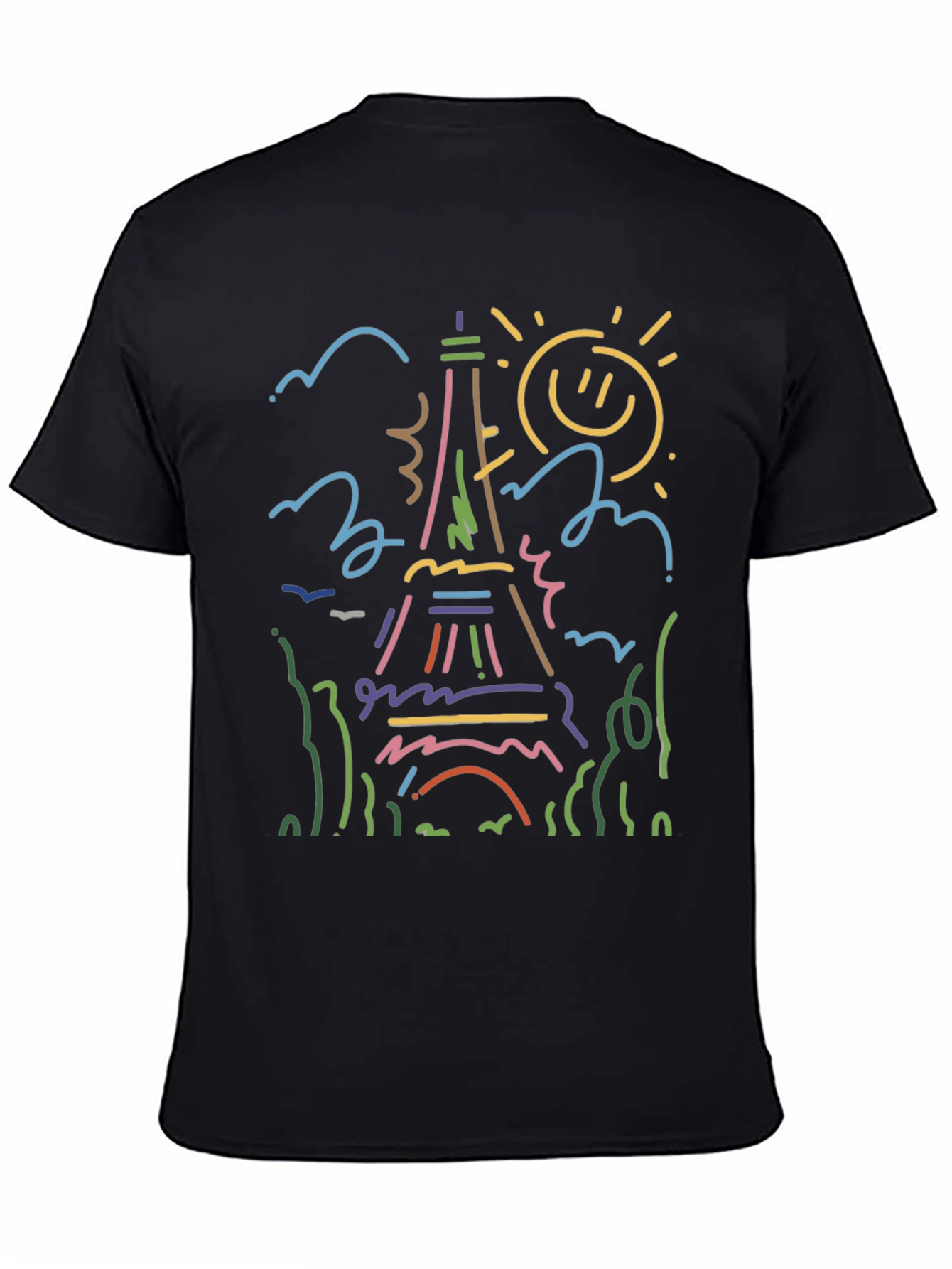Paris Eiffel Tower Graphic Tee - Black