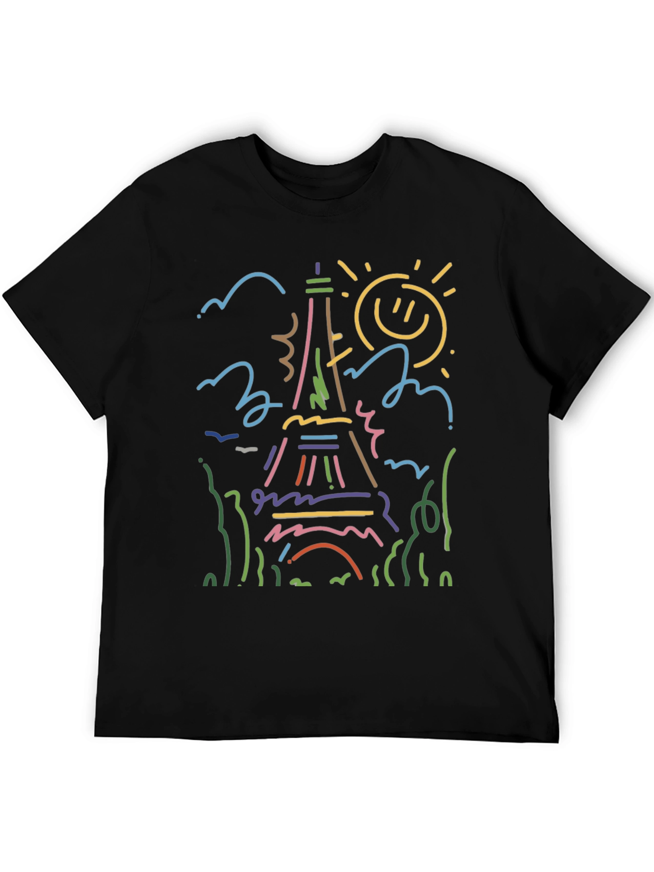 Paris Eiffel Tower Graphic Tee - Black