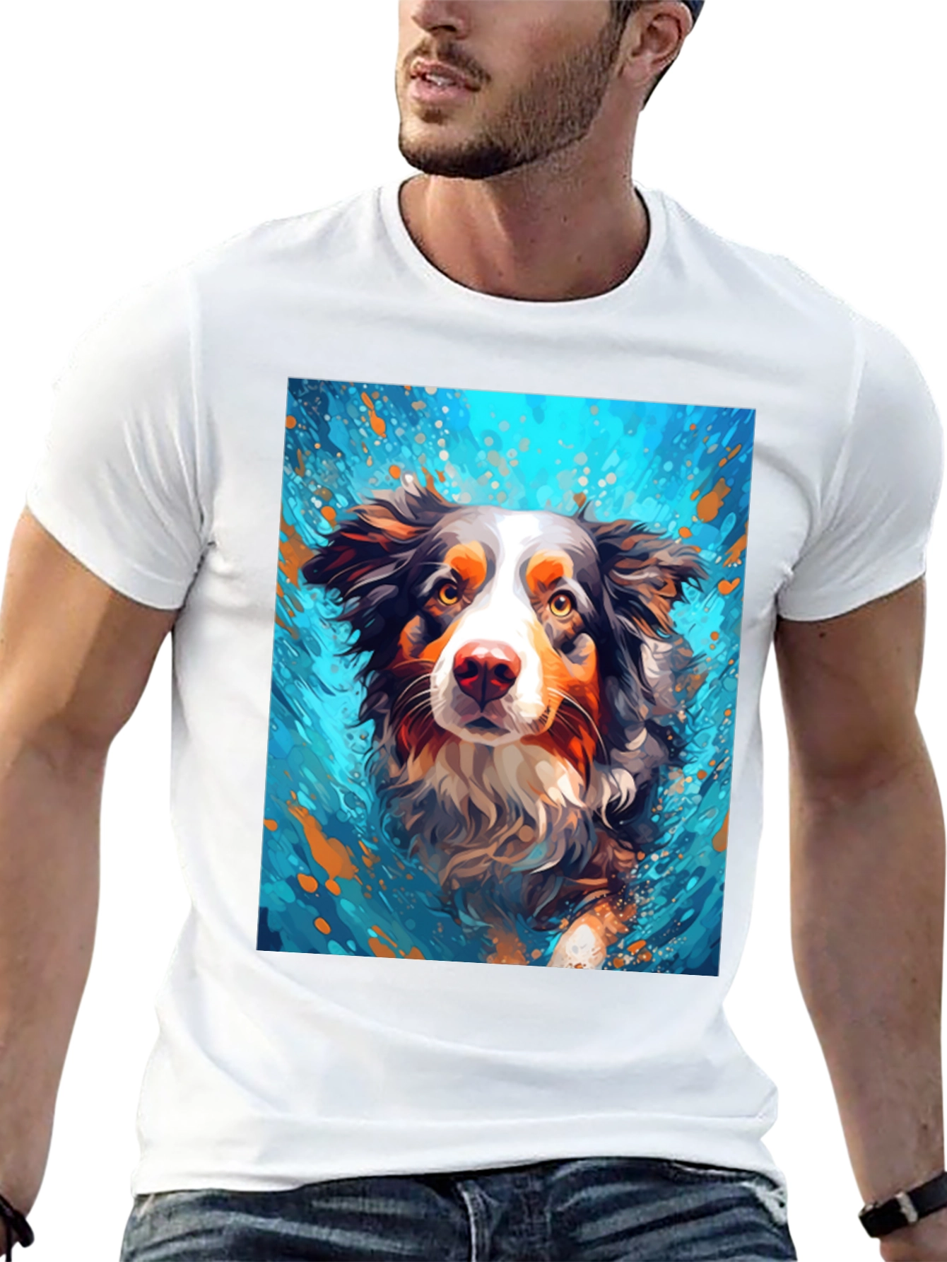 Dog Art Black T-Shirt - Unique Canine Design