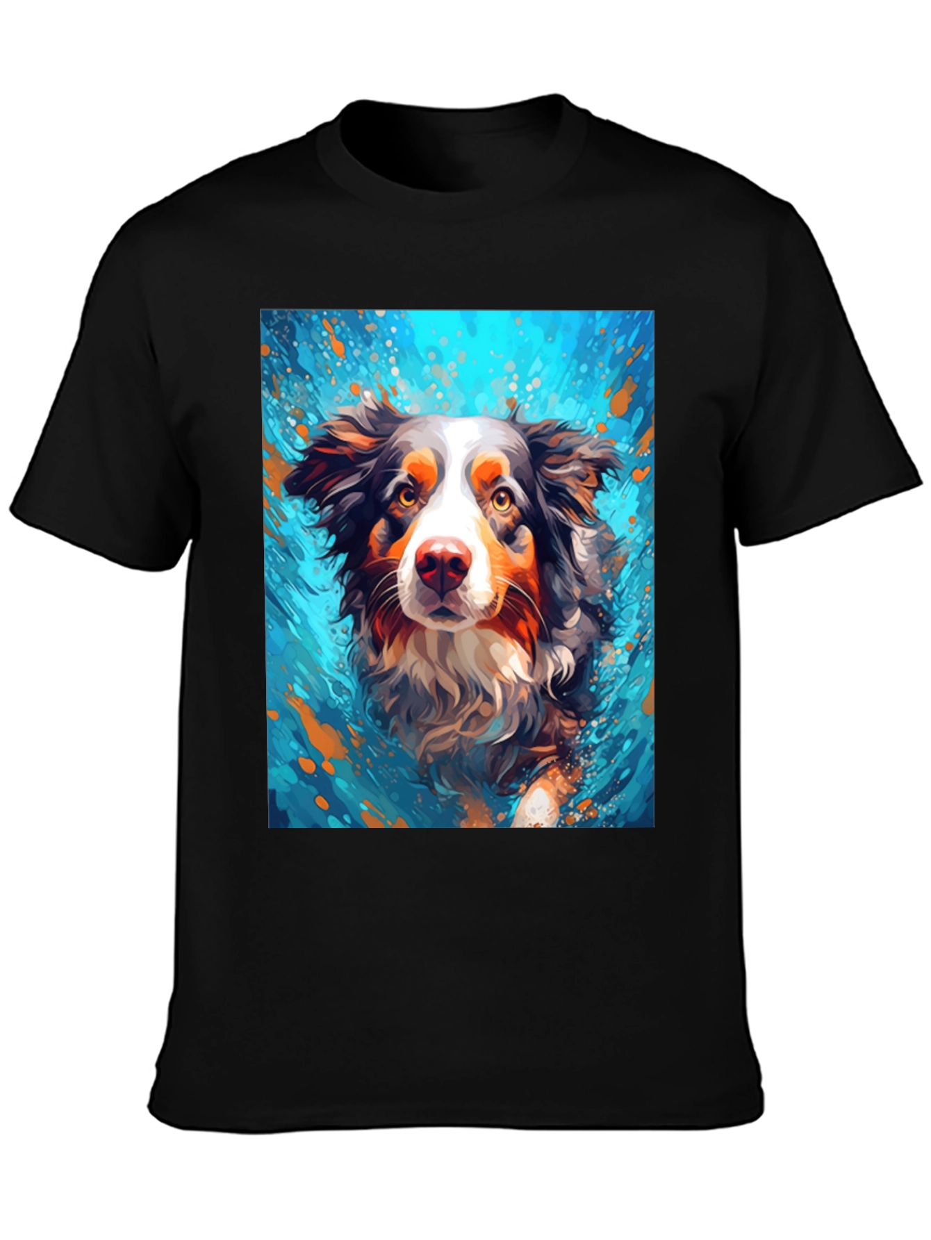 Dog Art Black T-Shirt - Unique Canine Design