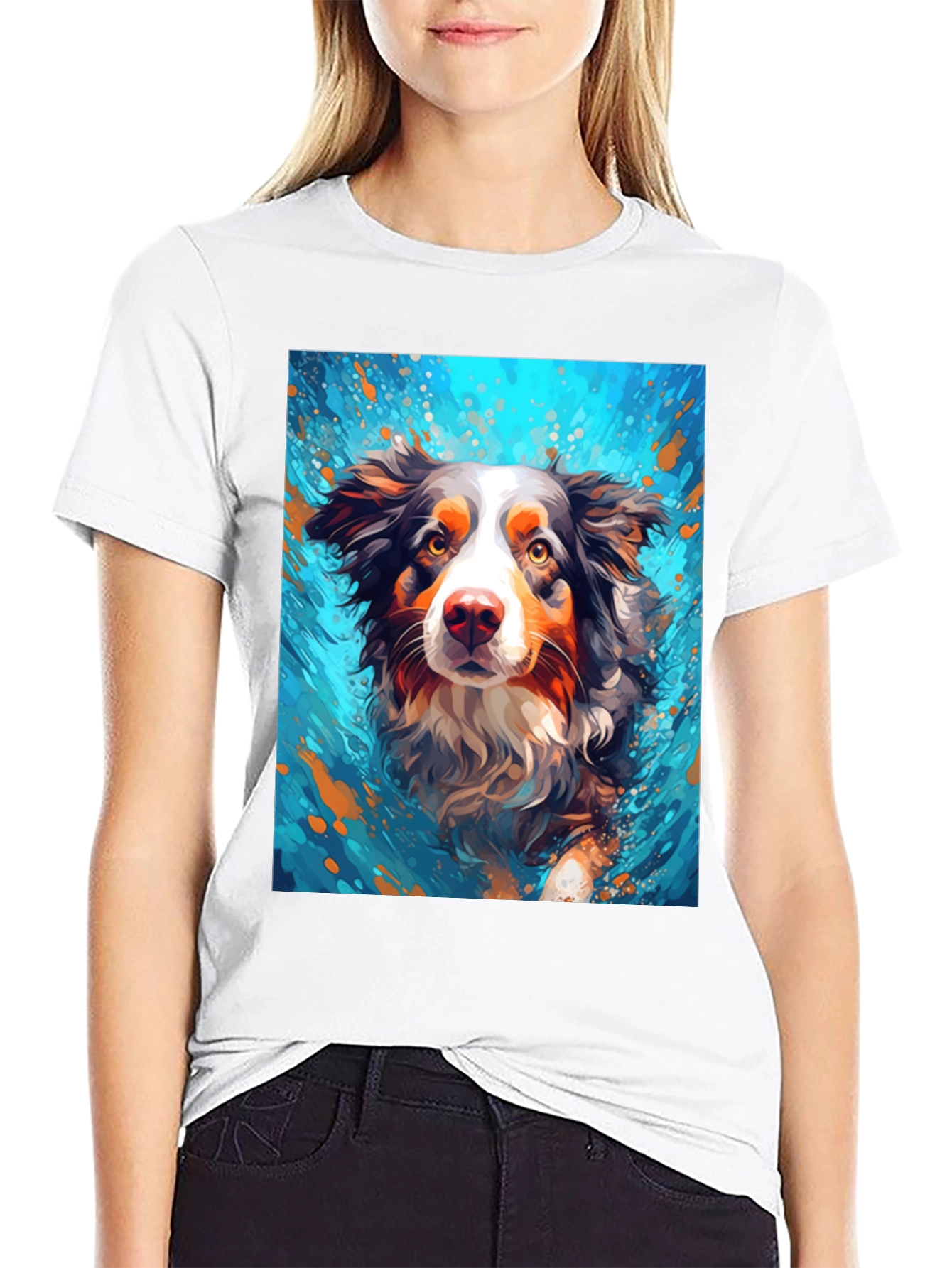 Dog Art Black T-Shirt - Unique Canine Design