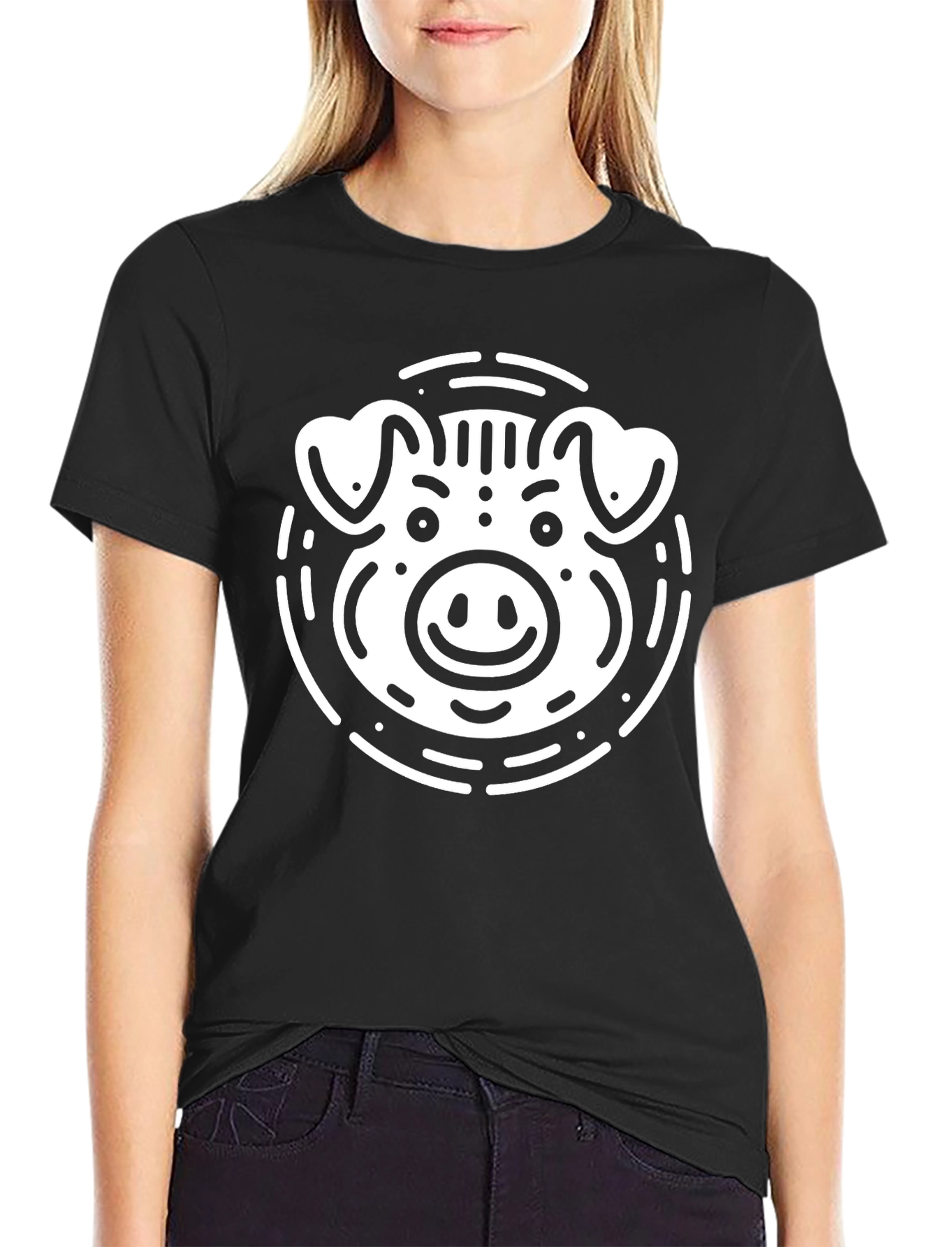 Black Pig Graphic Tee - Farm Animal Shirt