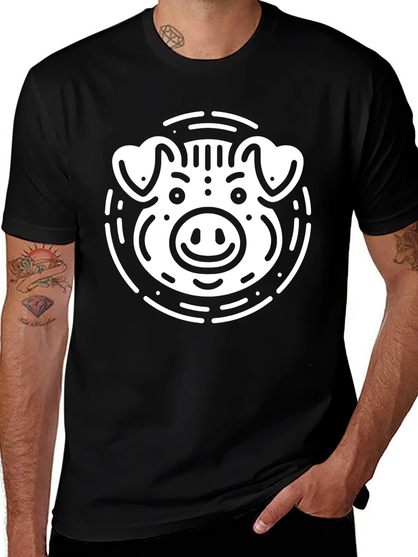 Black Pig Graphic Tee - Farm Animal Shirt