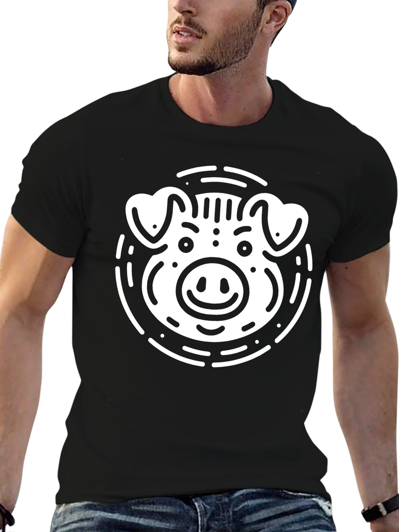 Black Pig Graphic Tee - Farm Animal Shirt