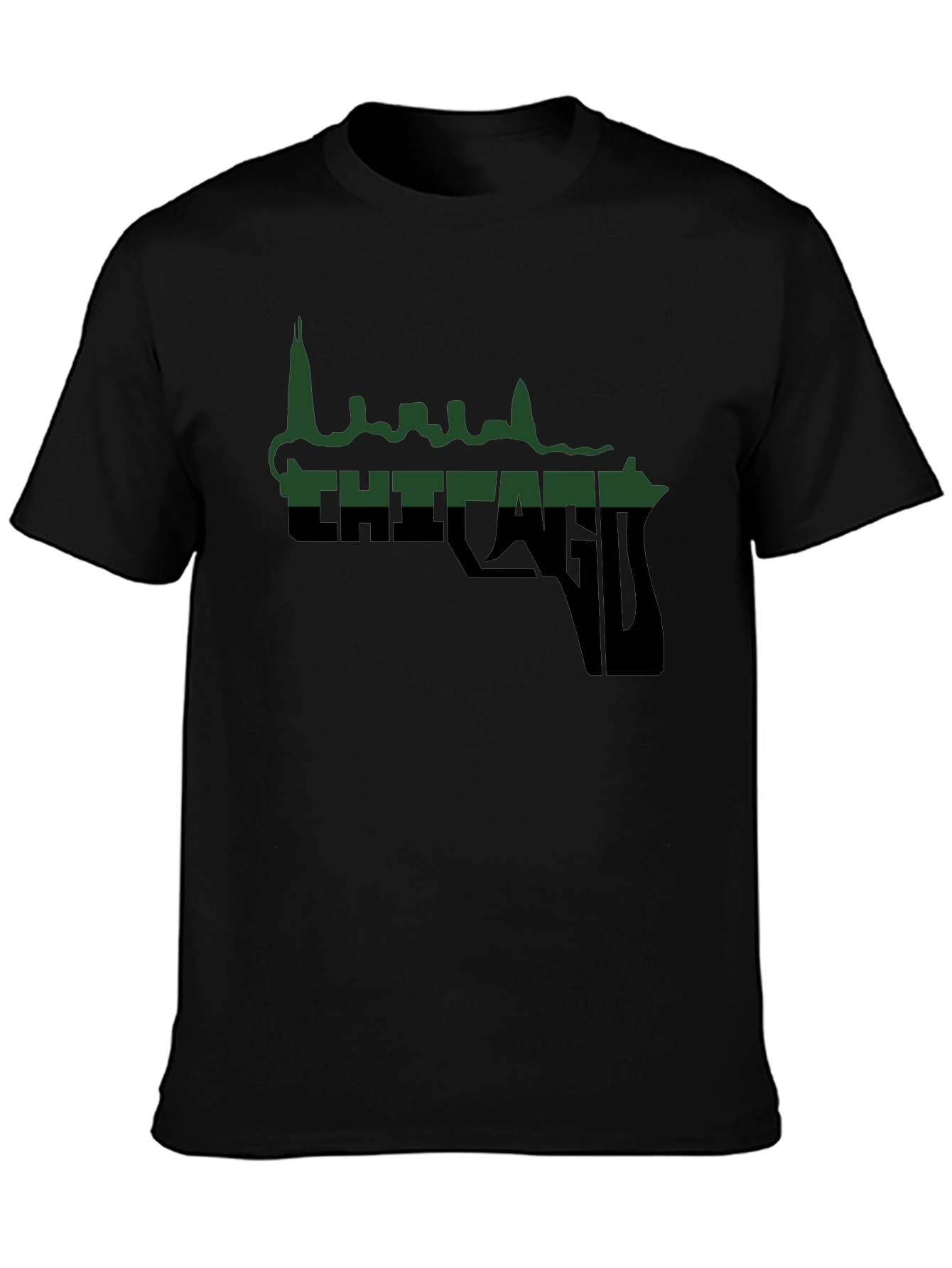 Chicago Skyline Gun Graphic T-Shirt