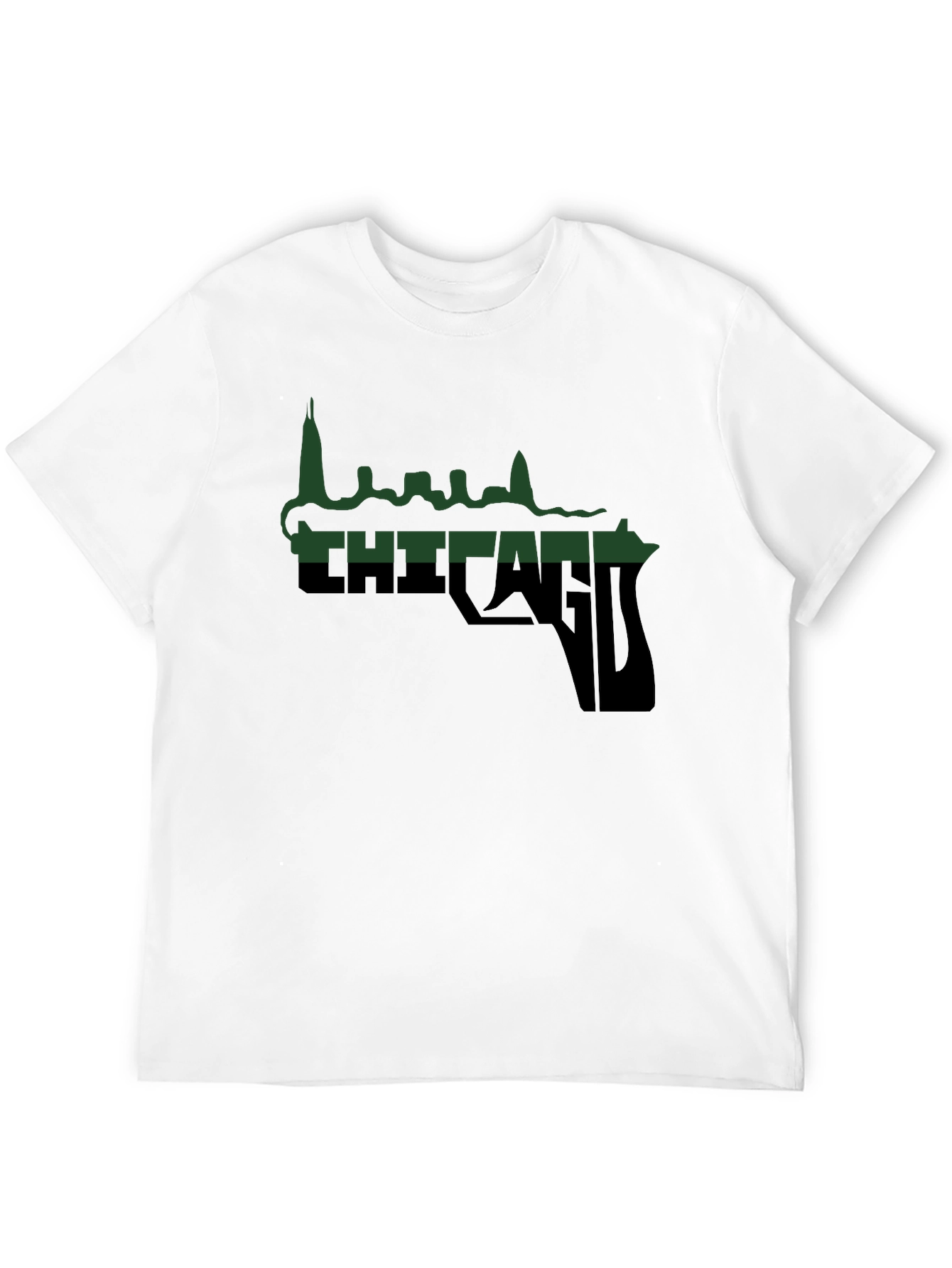 Chicago Skyline Gun Graphic T-Shirt