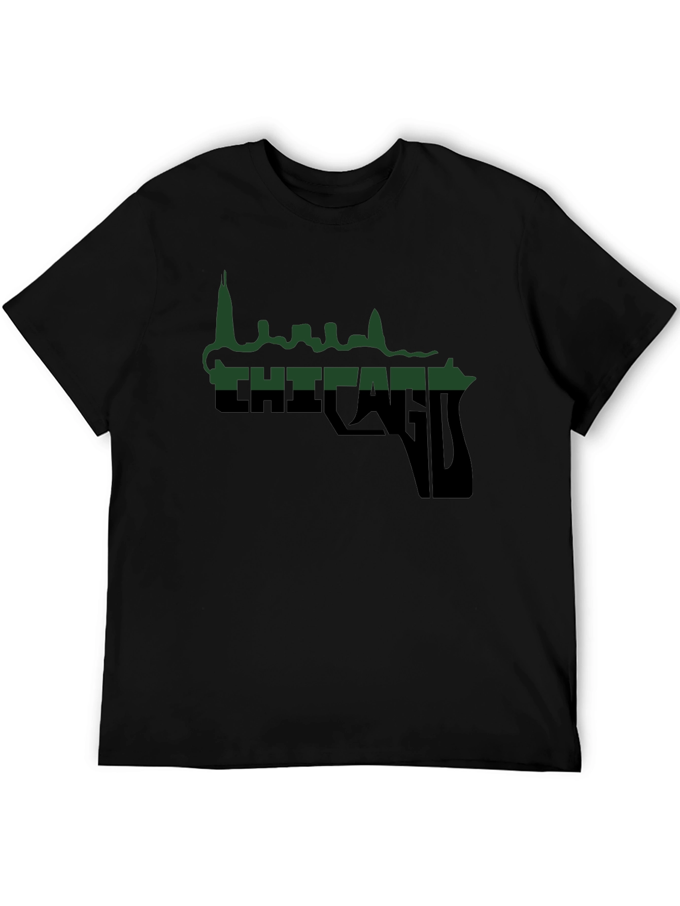 Chicago Skyline Gun Graphic T-Shirt