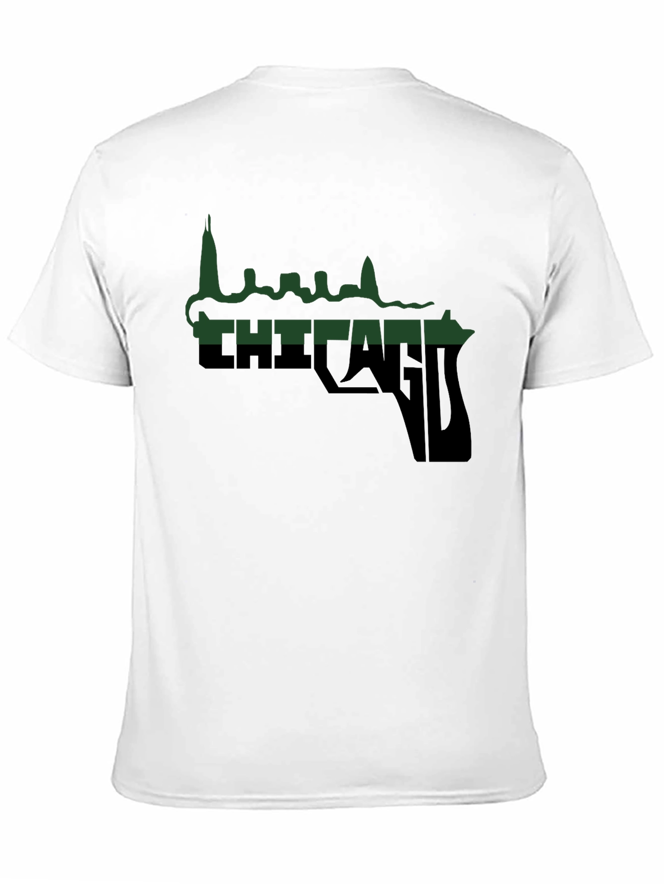 Chicago Skyline Gun Graphic T-Shirt