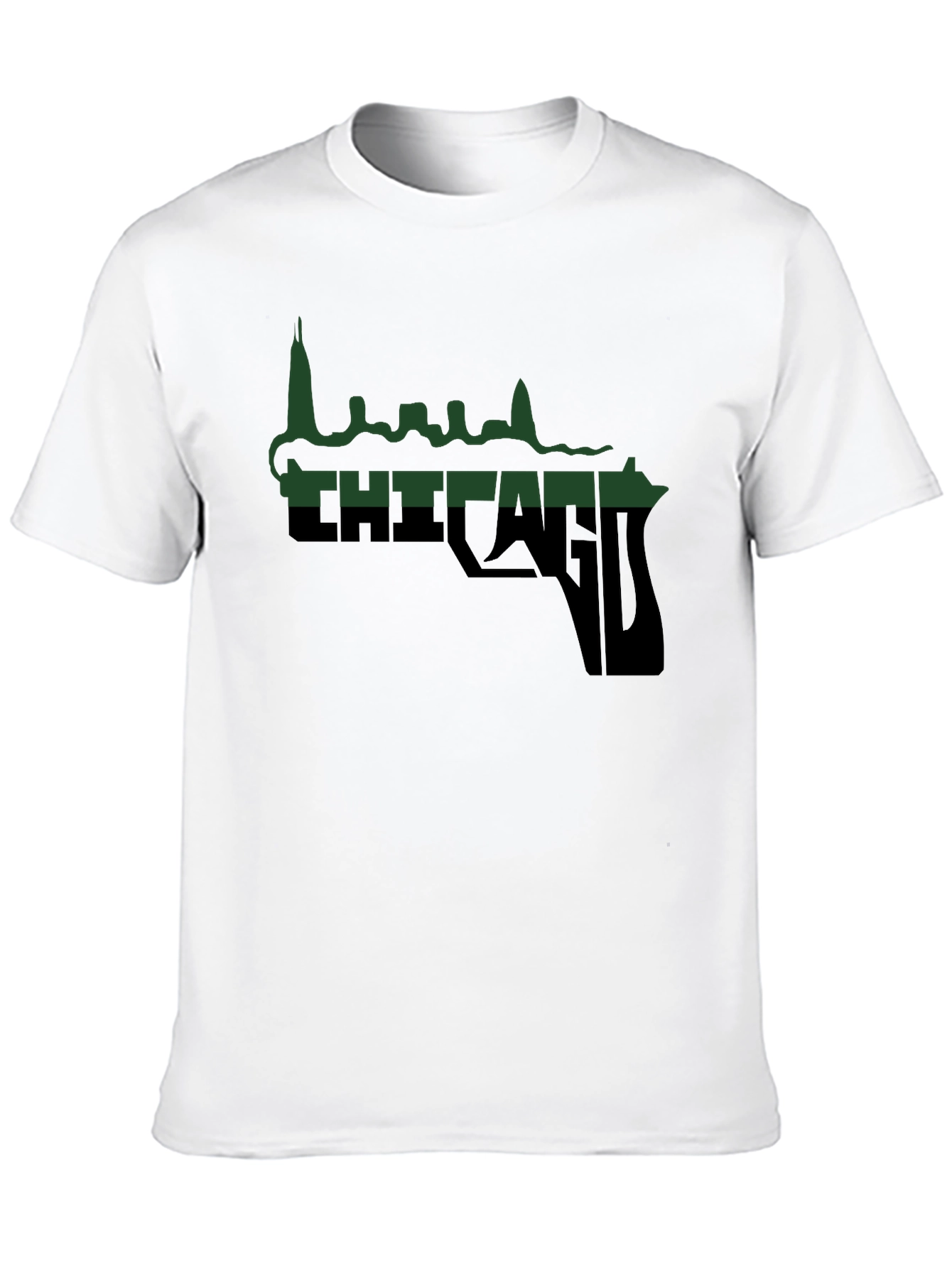 Chicago Skyline Gun Graphic T-Shirt