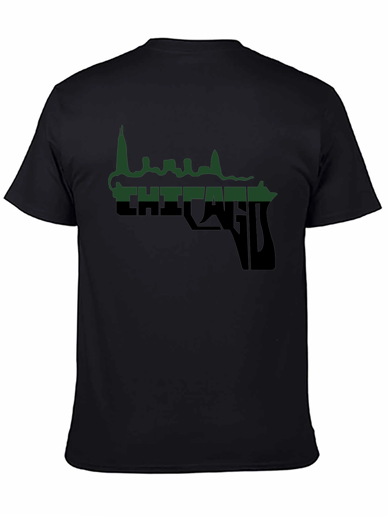 Chicago Skyline Gun Graphic T-Shirt