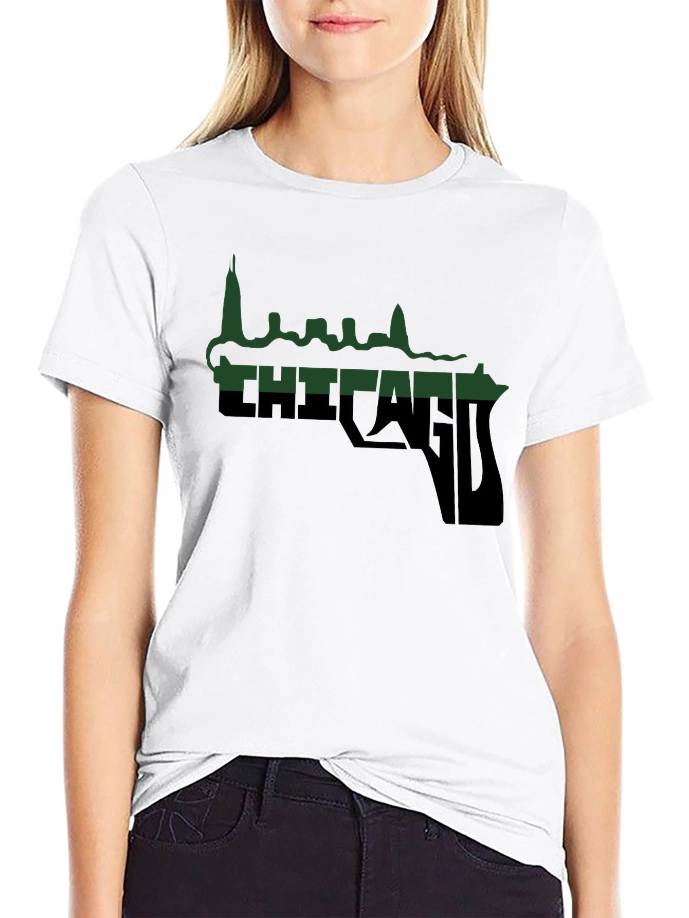 Chicago Skyline Gun Graphic T-Shirt