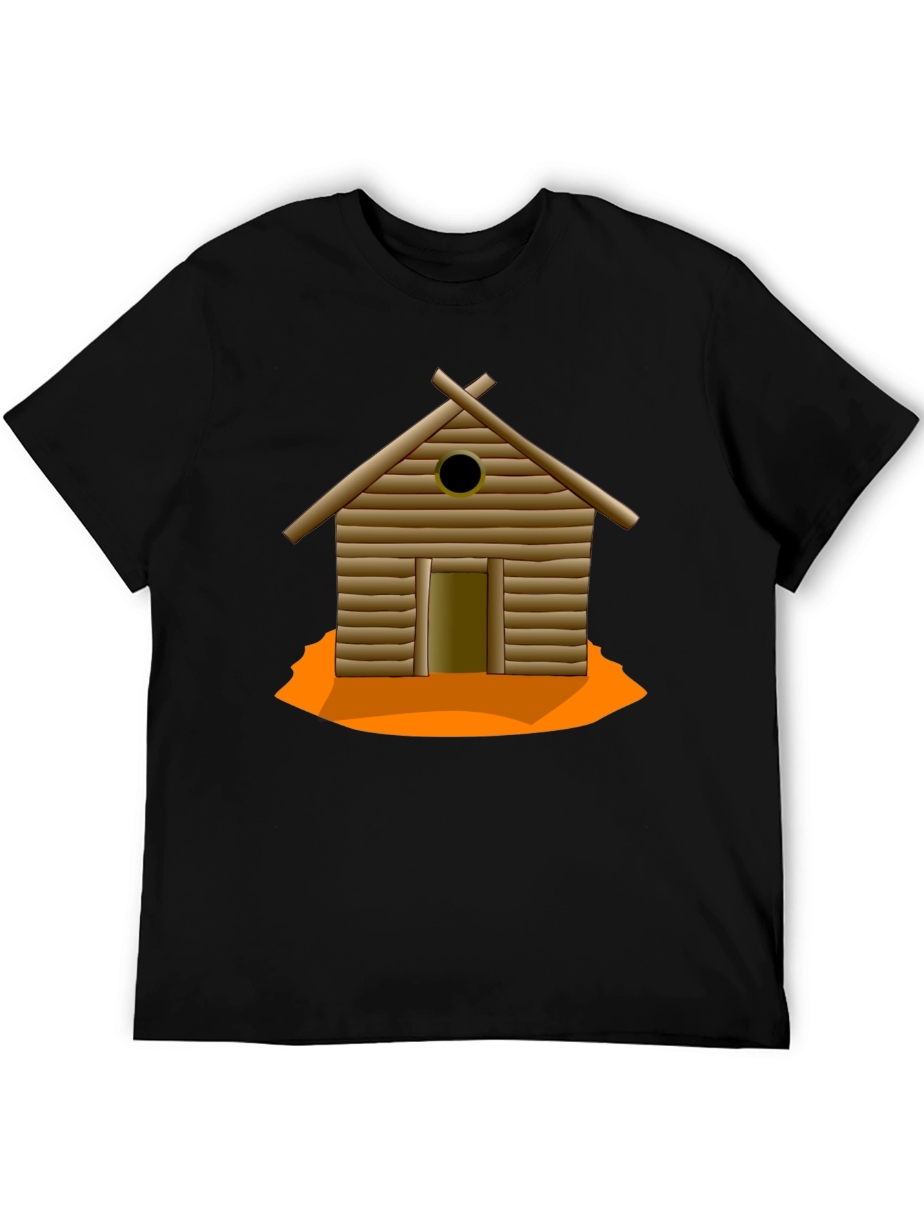 Rustic Cabin Graphic Tee - Black Cotton T-Shirt
