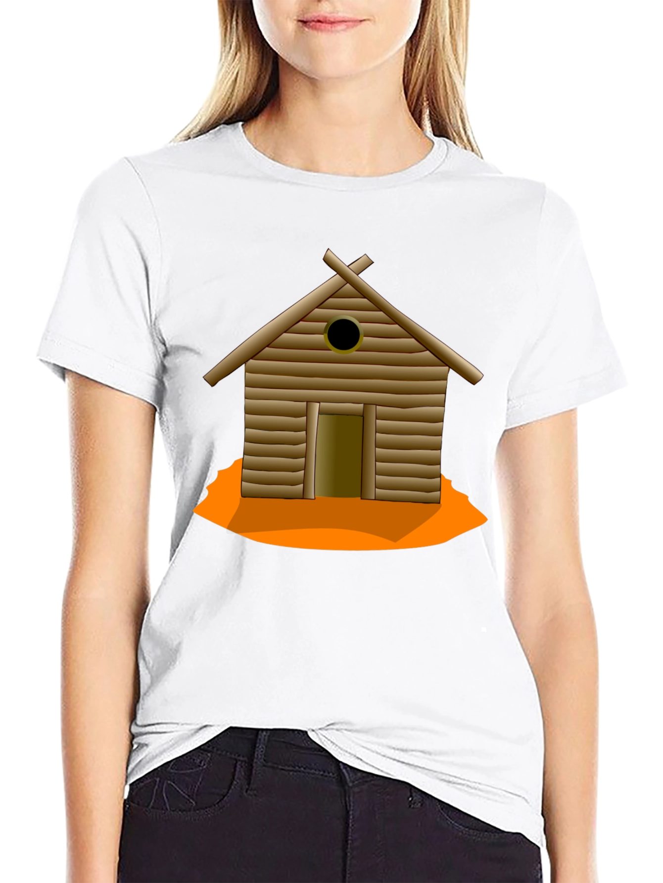 Rustic Cabin Graphic Tee - Black Cotton T-Shirt