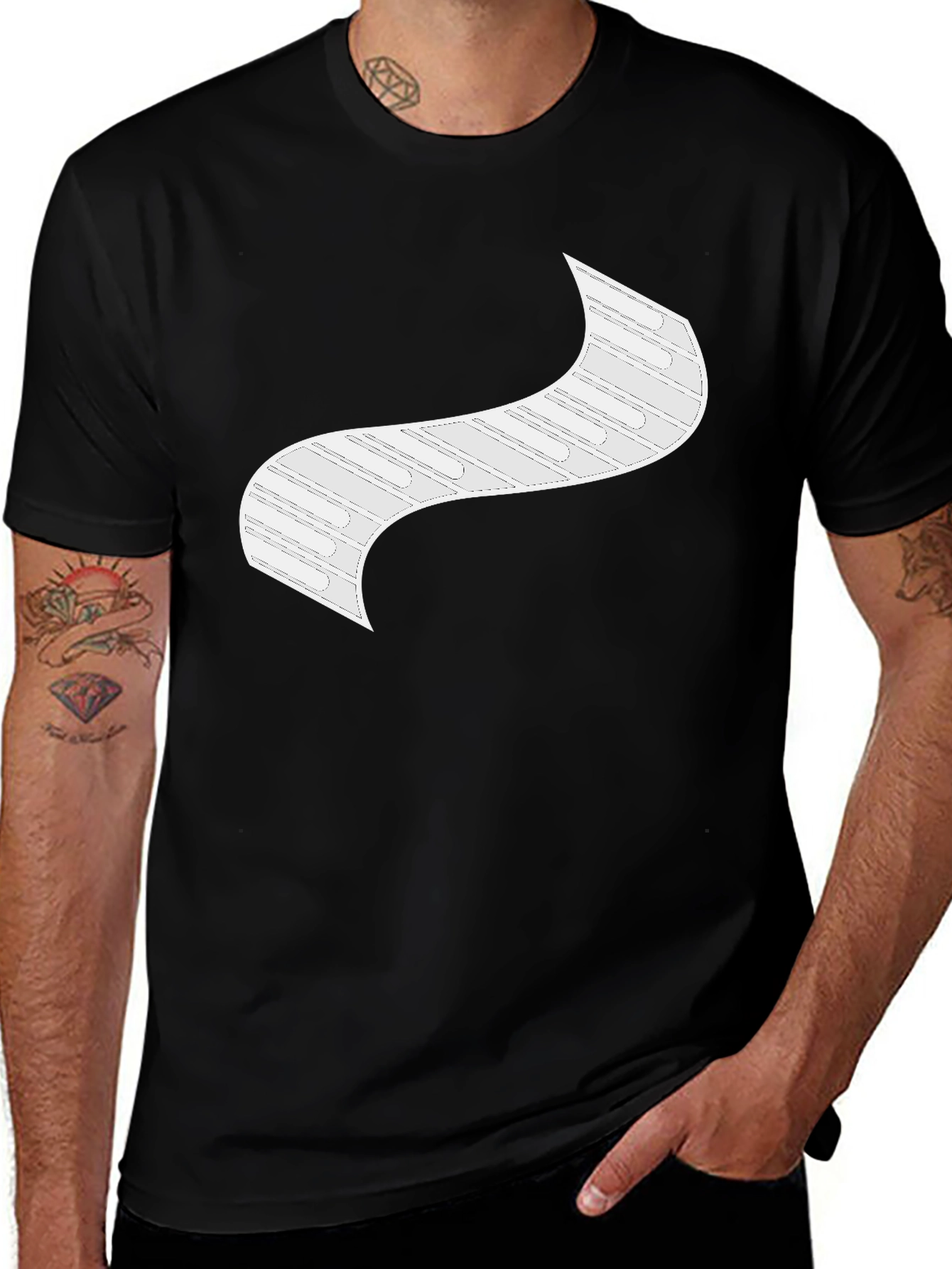 Modern Graphic Print Black T-Shirt