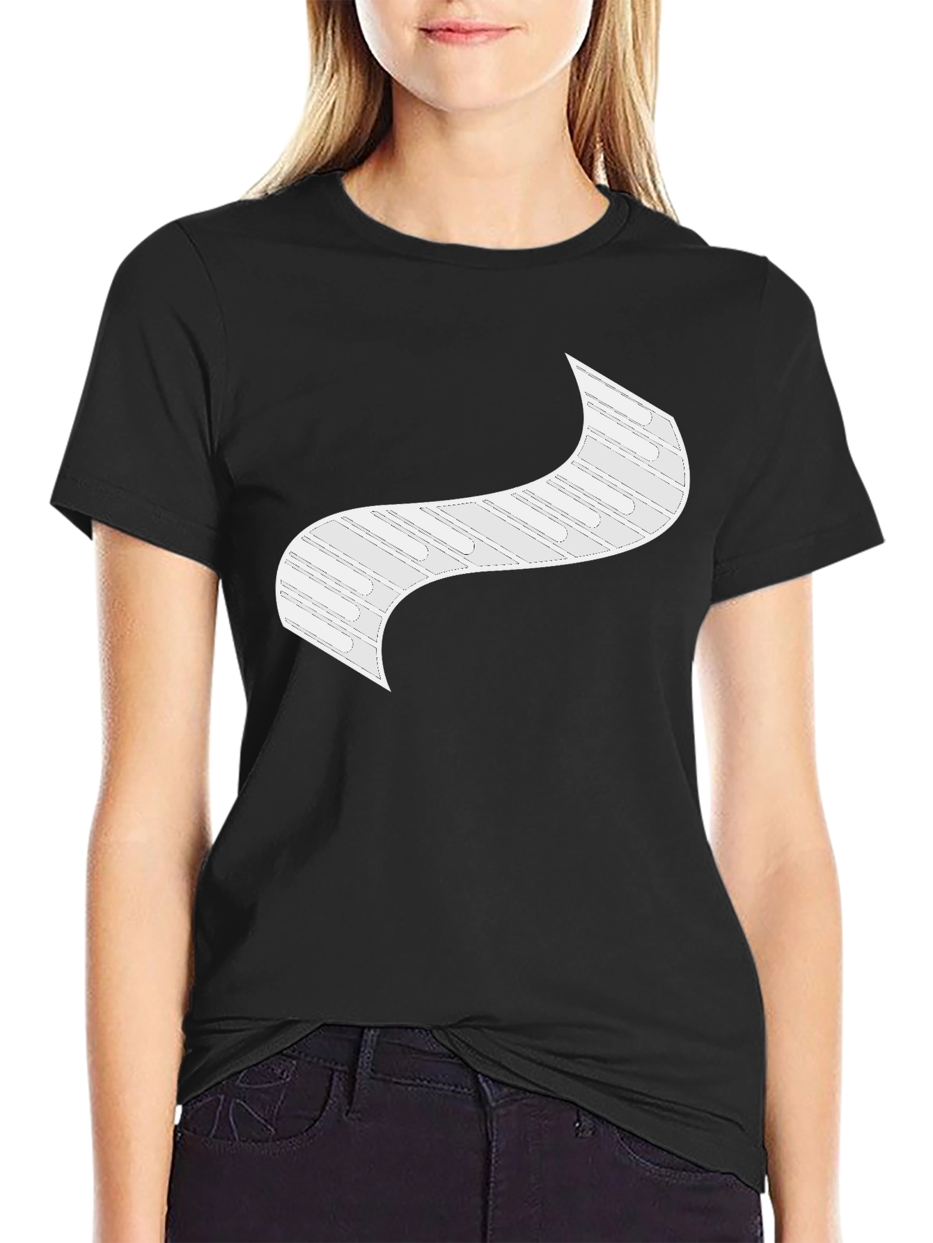 Modern Graphic Print Black T-Shirt